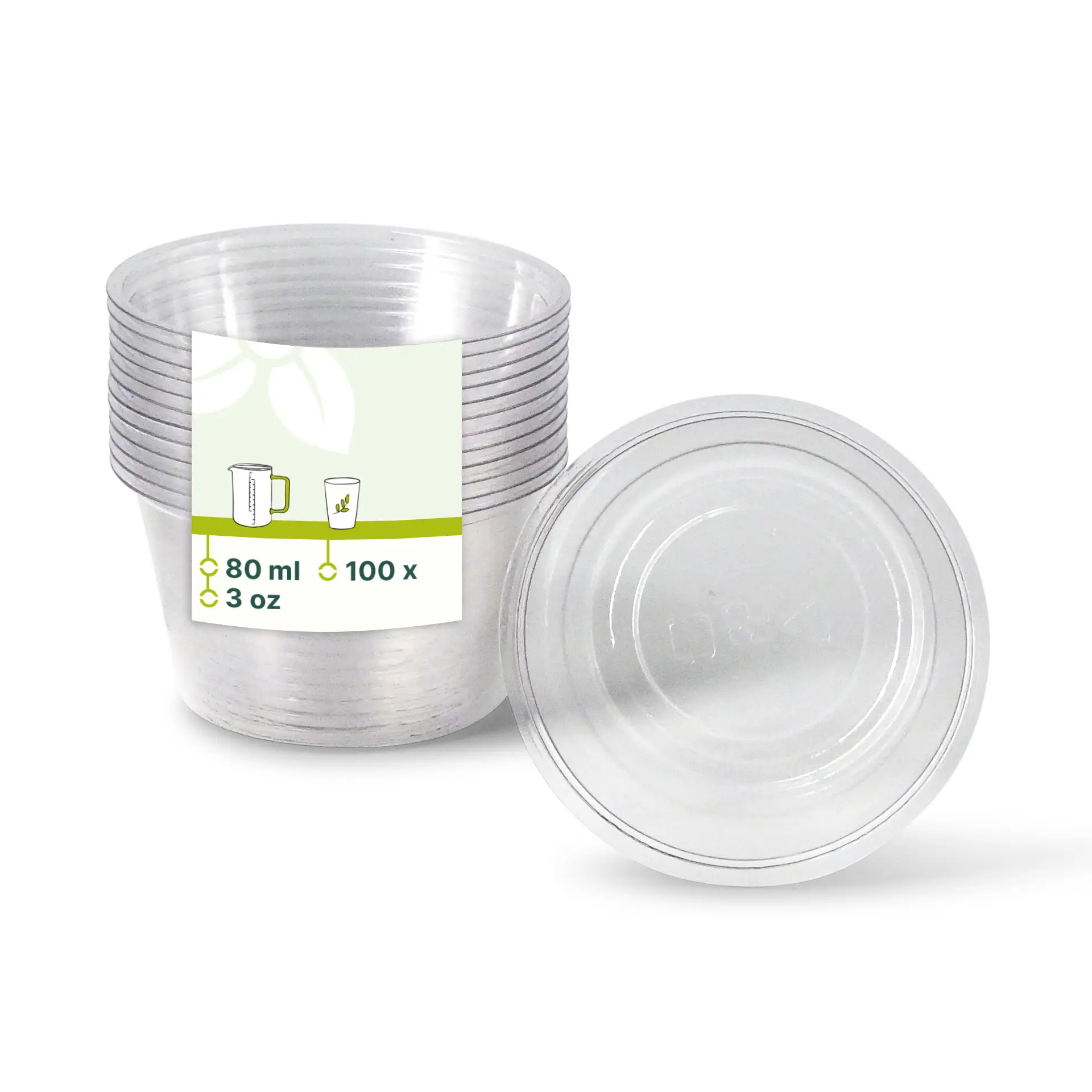PLA cup 80 ml / 3 oz, Ø 70 mm, transparant