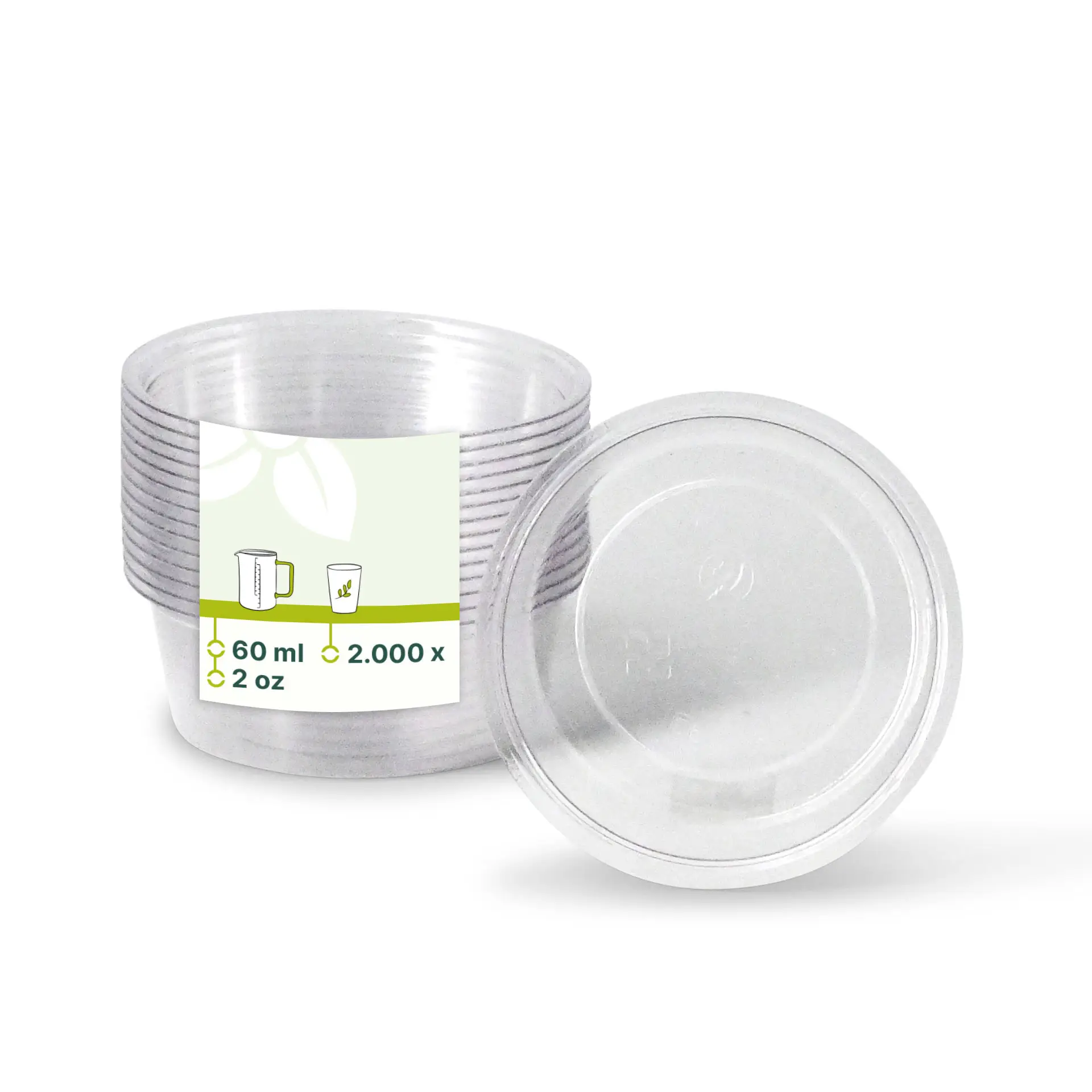 PLA cup 60 ml / 2 oz, Ø 70 mm, transparant
