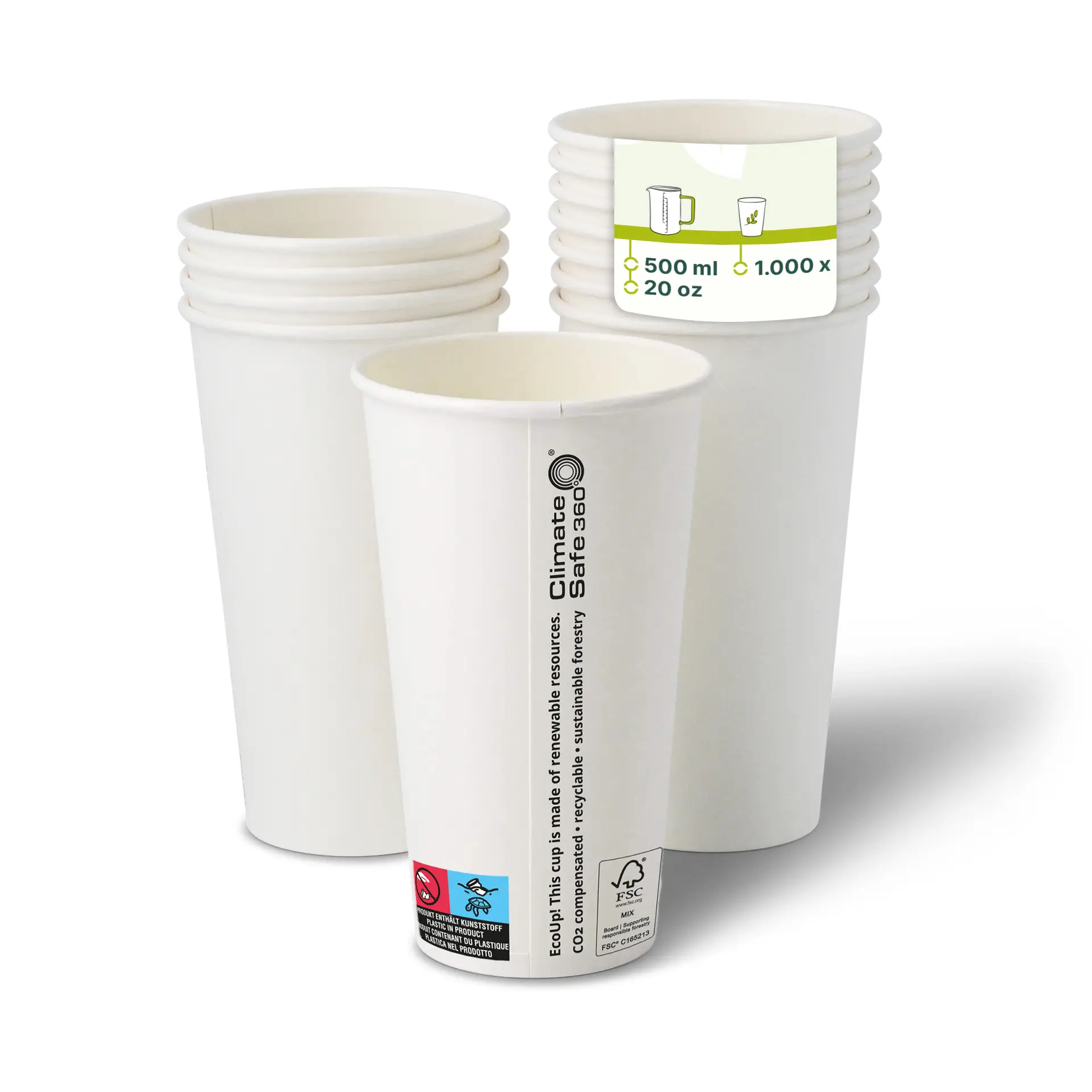 Kartonnen bekers (gecoat) 500 ml / 20 oz, Ø 90 mm, wit con10021-01-0-pappbecher-beschichtet-500-ml-20-oz-90-mm-weiss