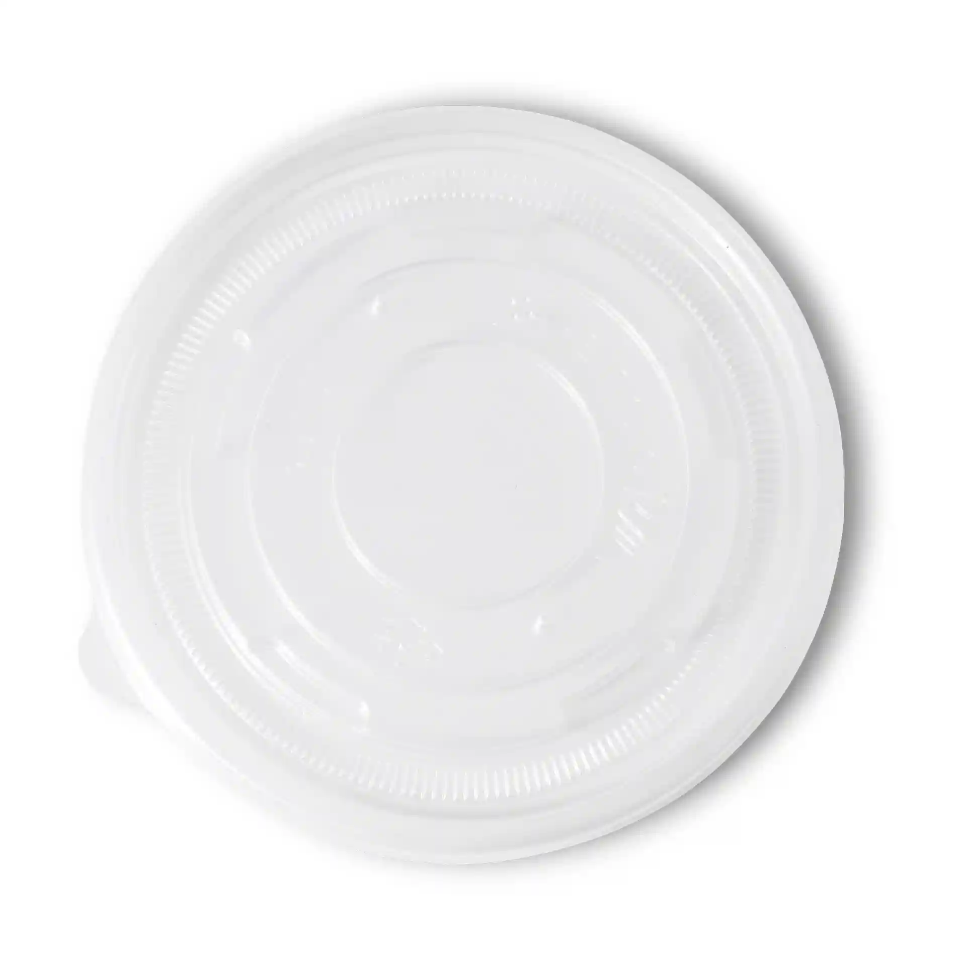 Transparante ronde platte deksel met een diameter van 115 mm, ontworpen voor universele bekers.