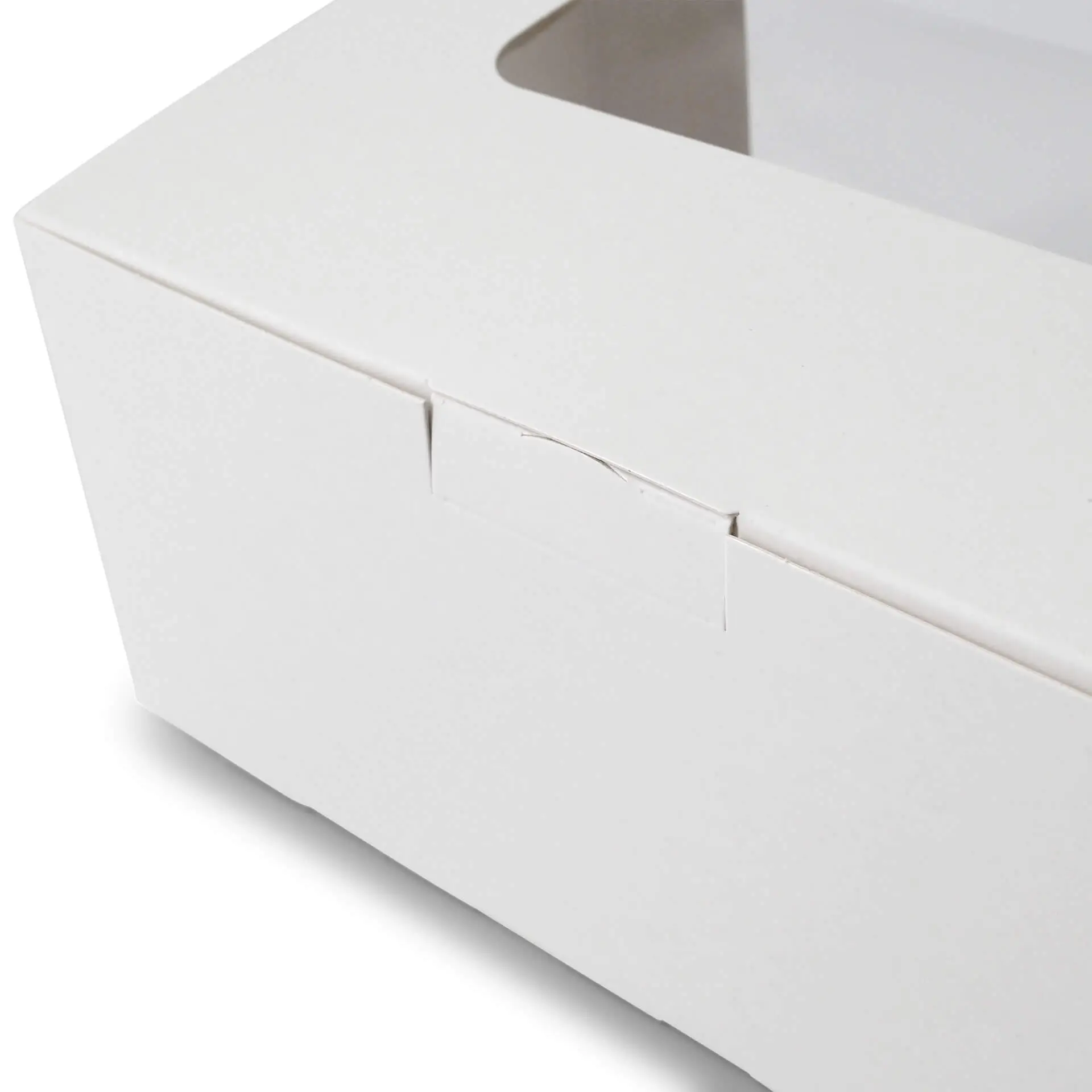 Witte 2-delige cupcake doos met cellulosevenster, geschikt voor kleine gebakken goederen.