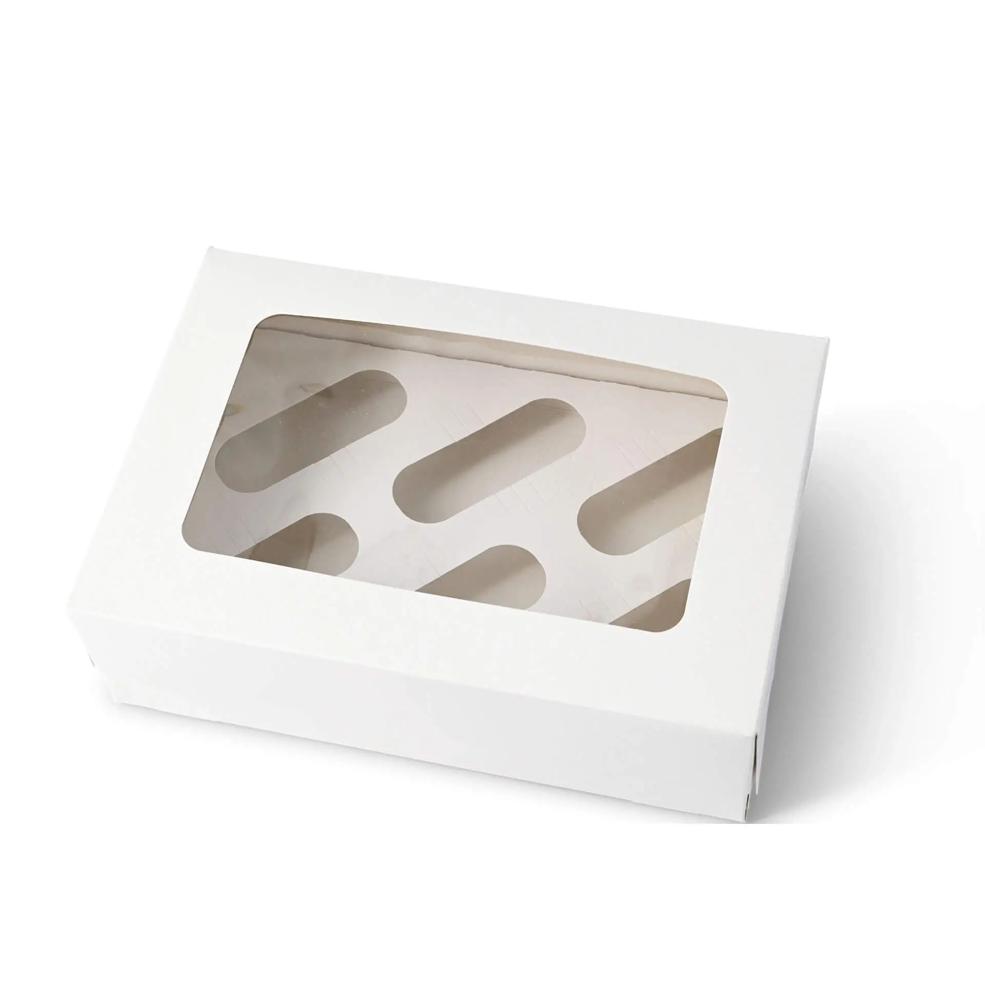 Cupcake-dozen (6 stuks), cellulosevenster, wit