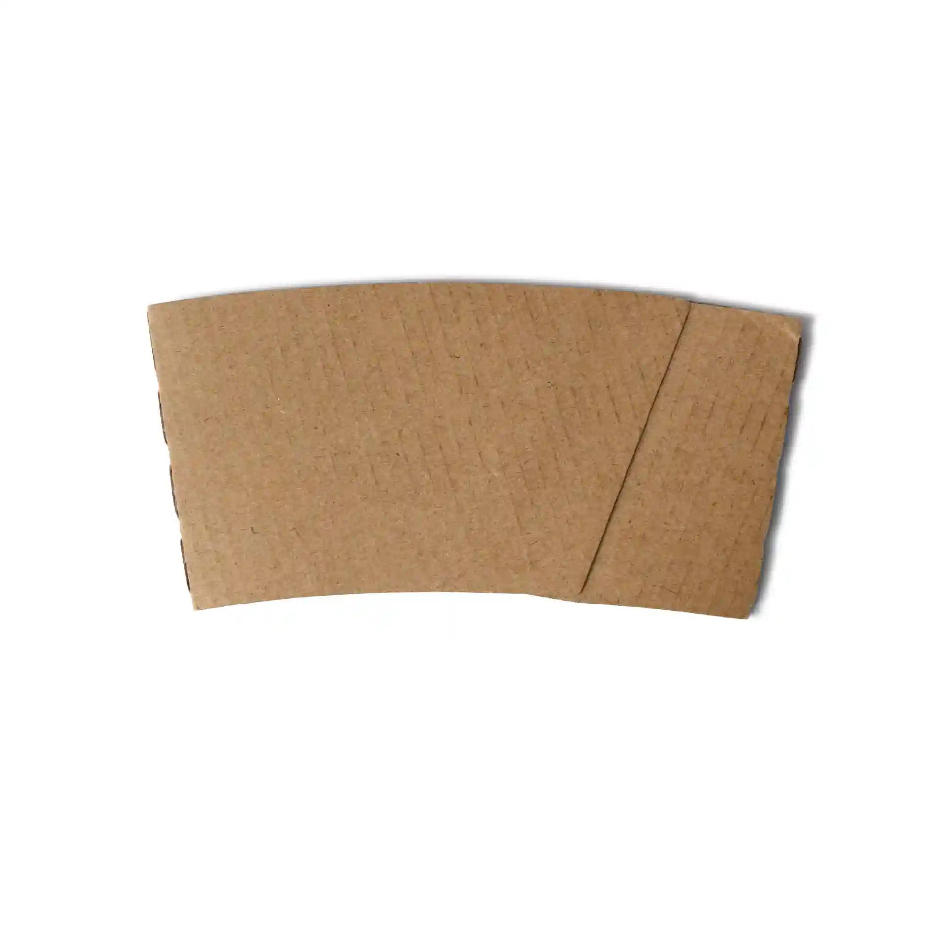 Bruine kartonnen sleeves voor 300, 400 of 500 ml papieren bekers, 130 mm breed en 65 mm hoog.