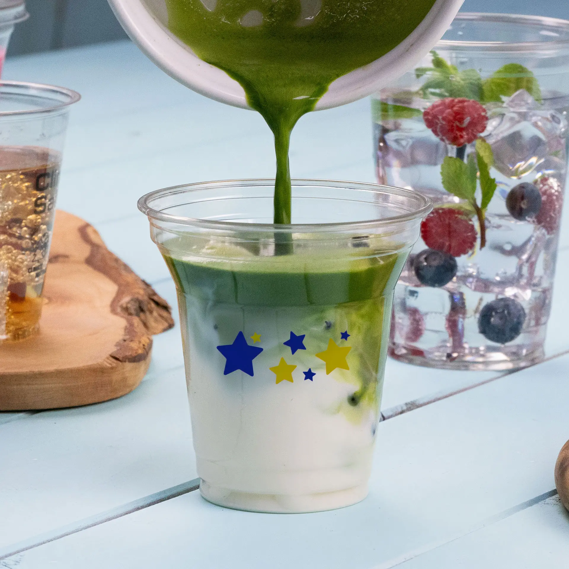 Bedrukte plastic bekers 200 ml / 8 oz, transparant, rPET