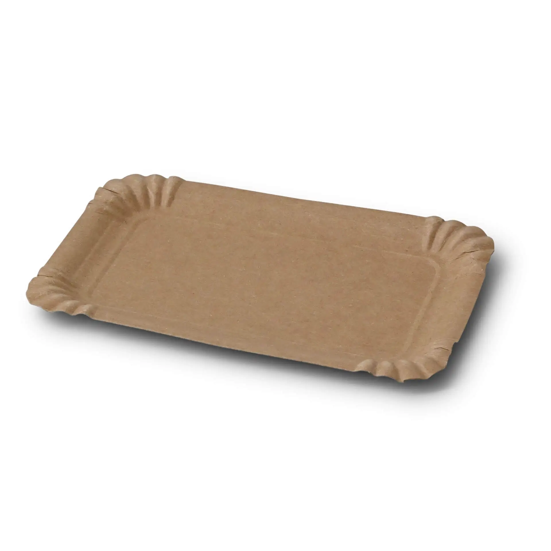 Bruine rechthoekige kartonnen plaat van 10 x 16 cm met geribbelde randen en zonder coating.