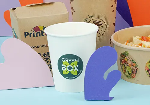 Op maat gemaakt etiket op een kraftpapier containerdeksel, met een kleurrijk ontwerp en het woord "Logo."