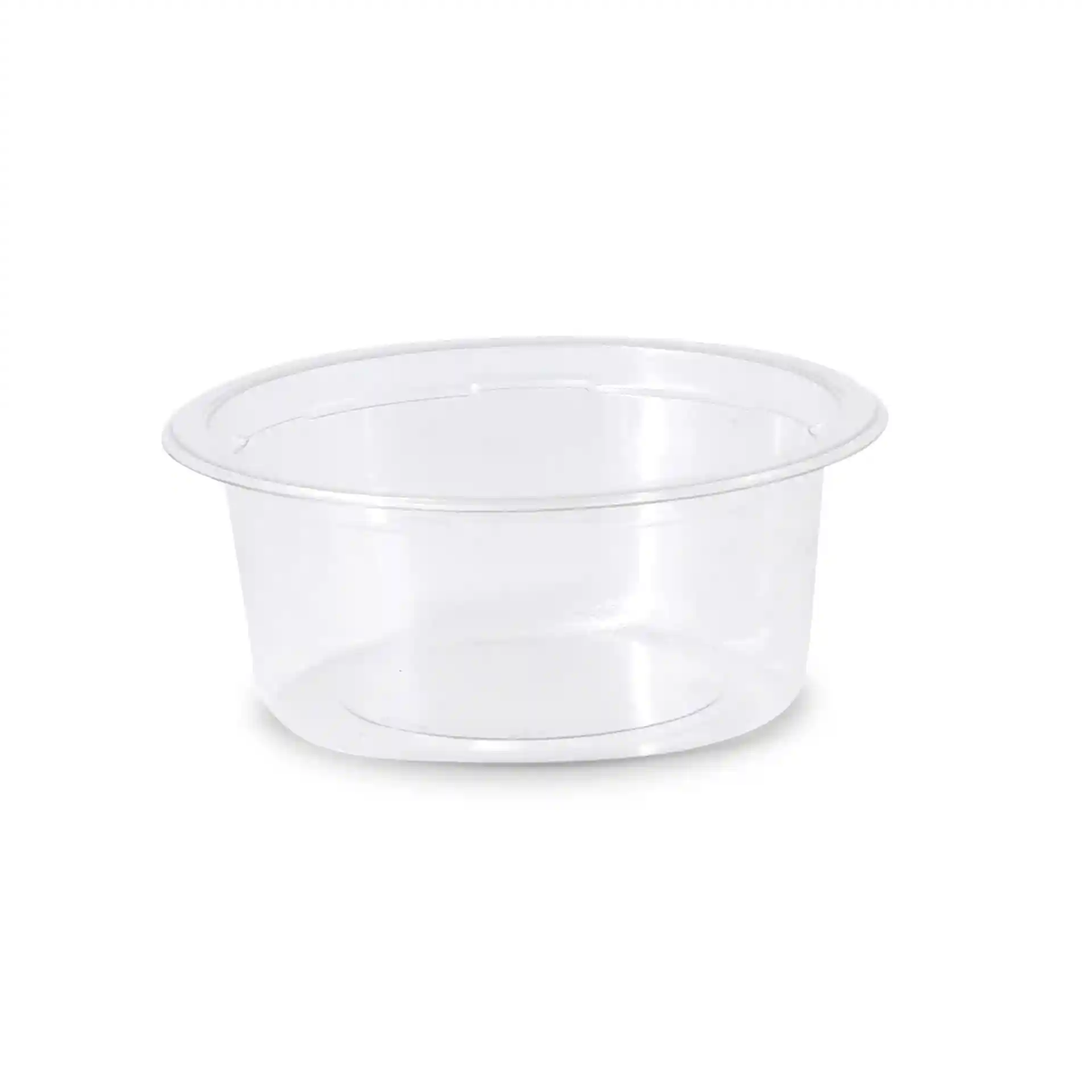 Transparante ronde deli-pot met een diameter van 123 mm en een hoogte van 60 mm, inhoud 325 ml.