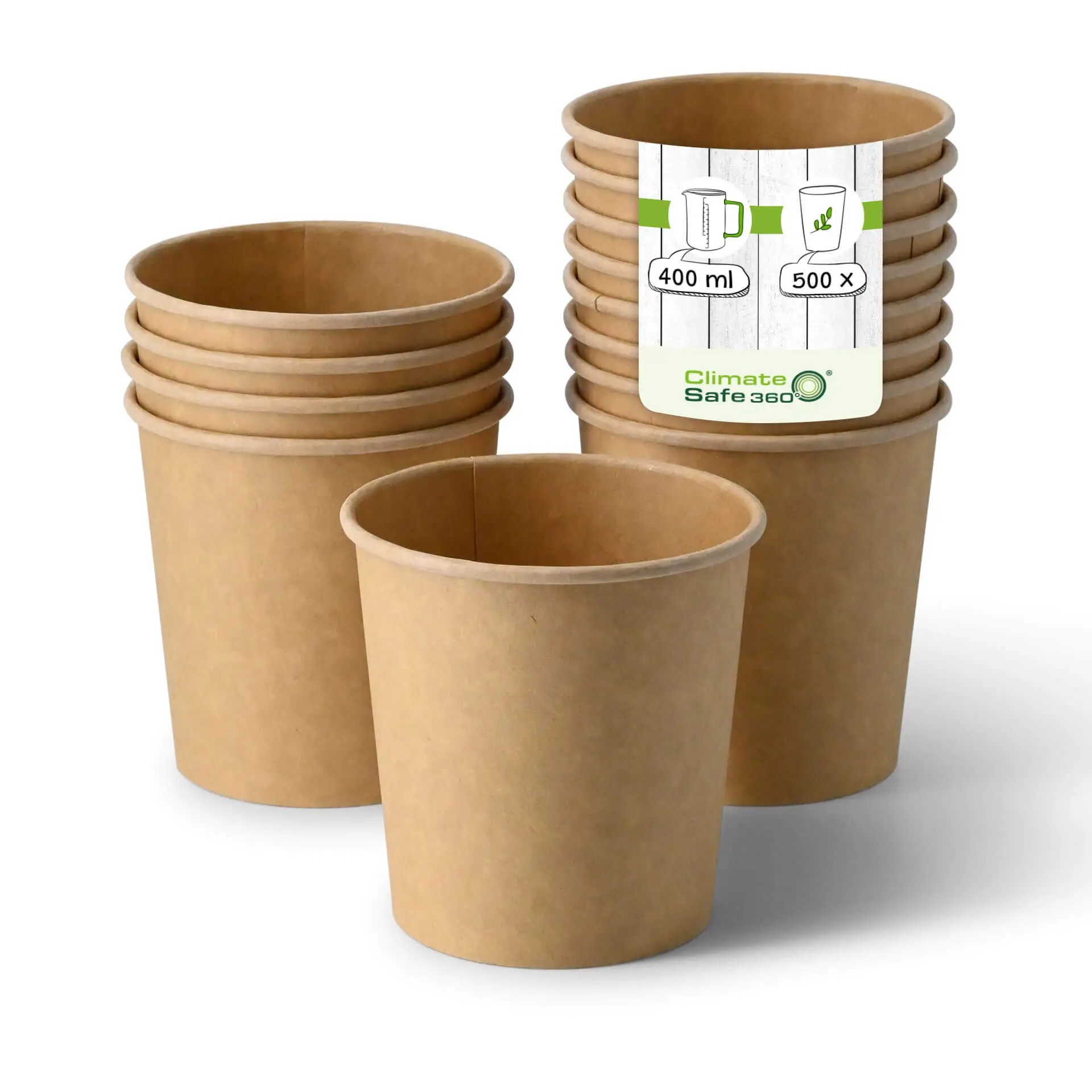 Soepbeker to go van karton (Premium) 400 ml, 16 oz, Ø 95 mm, bruin, bio-gecoat