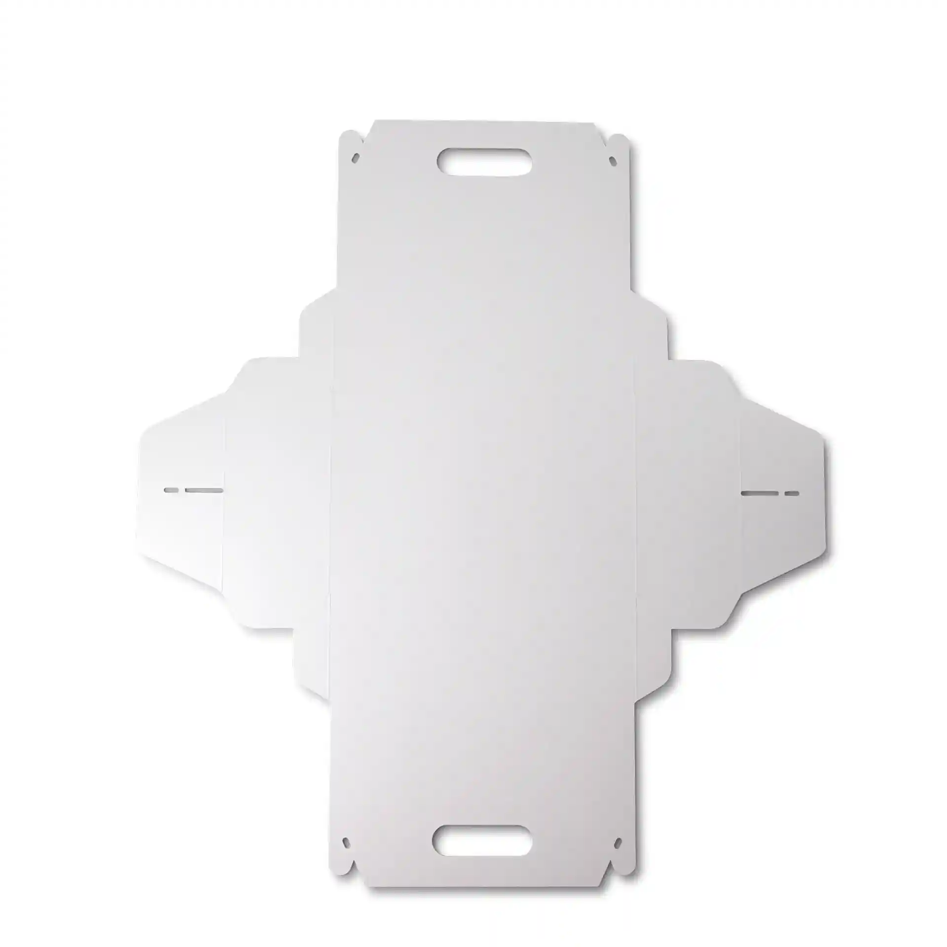 Vouwbare kartonnen taartdoos met handvat, afmetingen 26 x 17 x 9 cm, plat getoond.