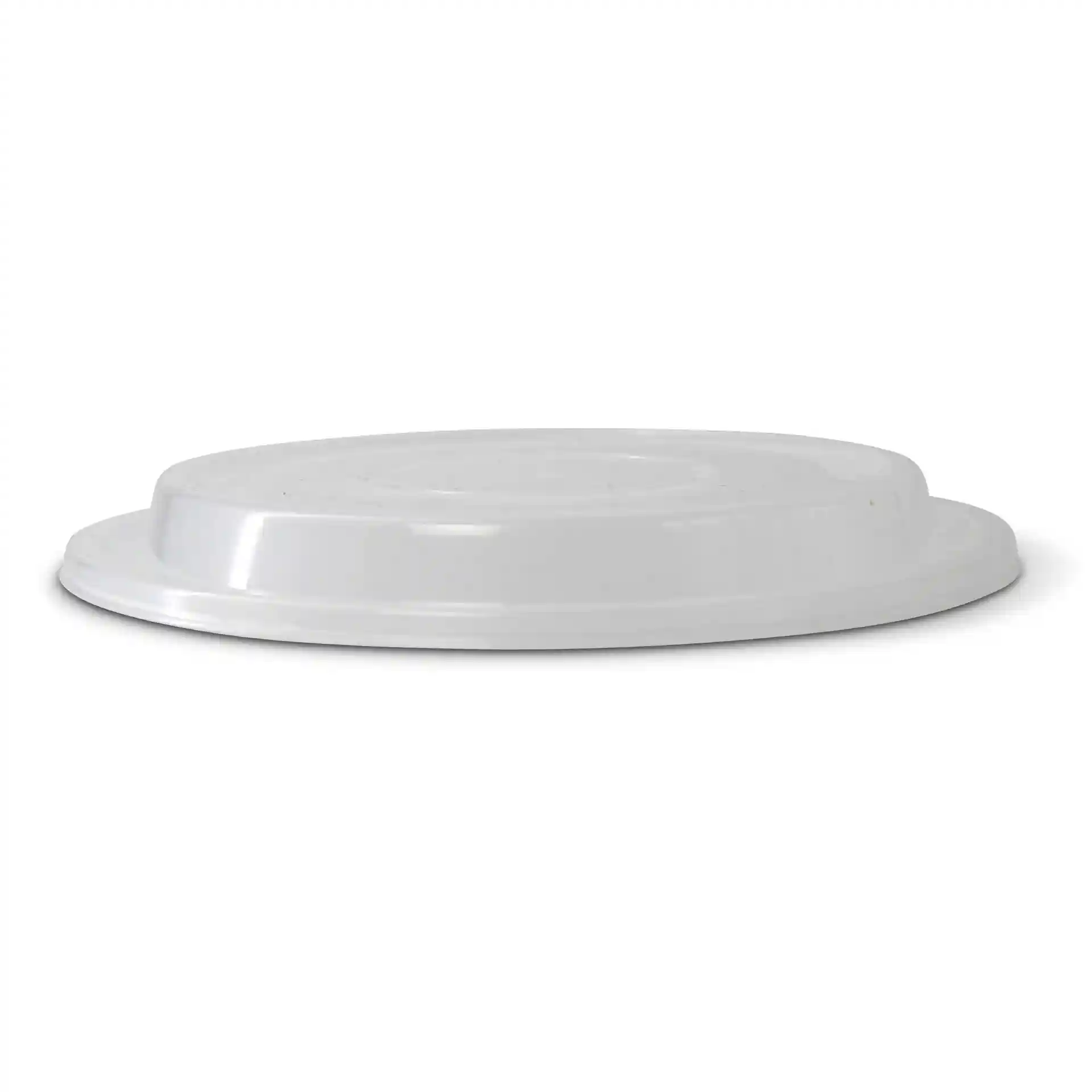 Ronde, transparante herbruikbare deksel van polypropyleen, met een hoogte van 15,2 mm en een diameter van 160 mm.