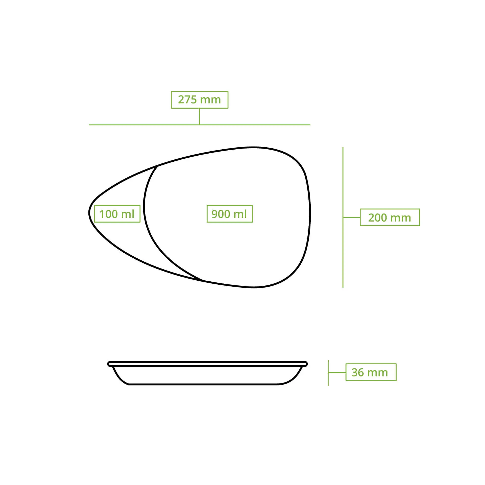 | 2 VOOR 1 | Herbruikbaar menu-bord "merways Plate" 27,5 x 20 x 3,5 cm, 2 kamers, druppelvormig, karamel / bruin