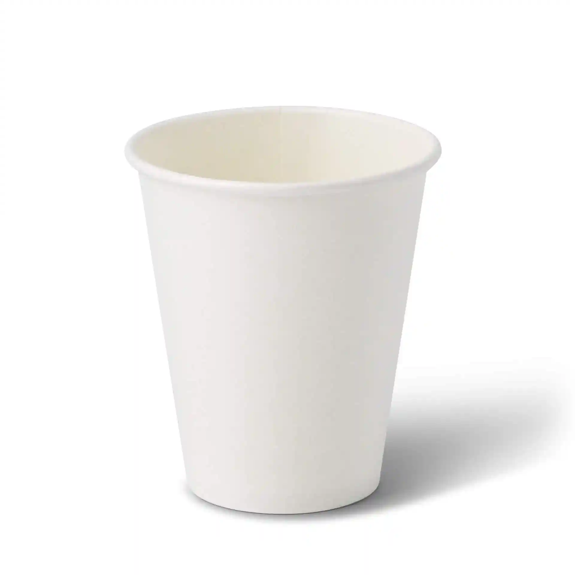Witte beker met ronde vorm, 10 oz capaciteit en een hoogte van 95 mm.