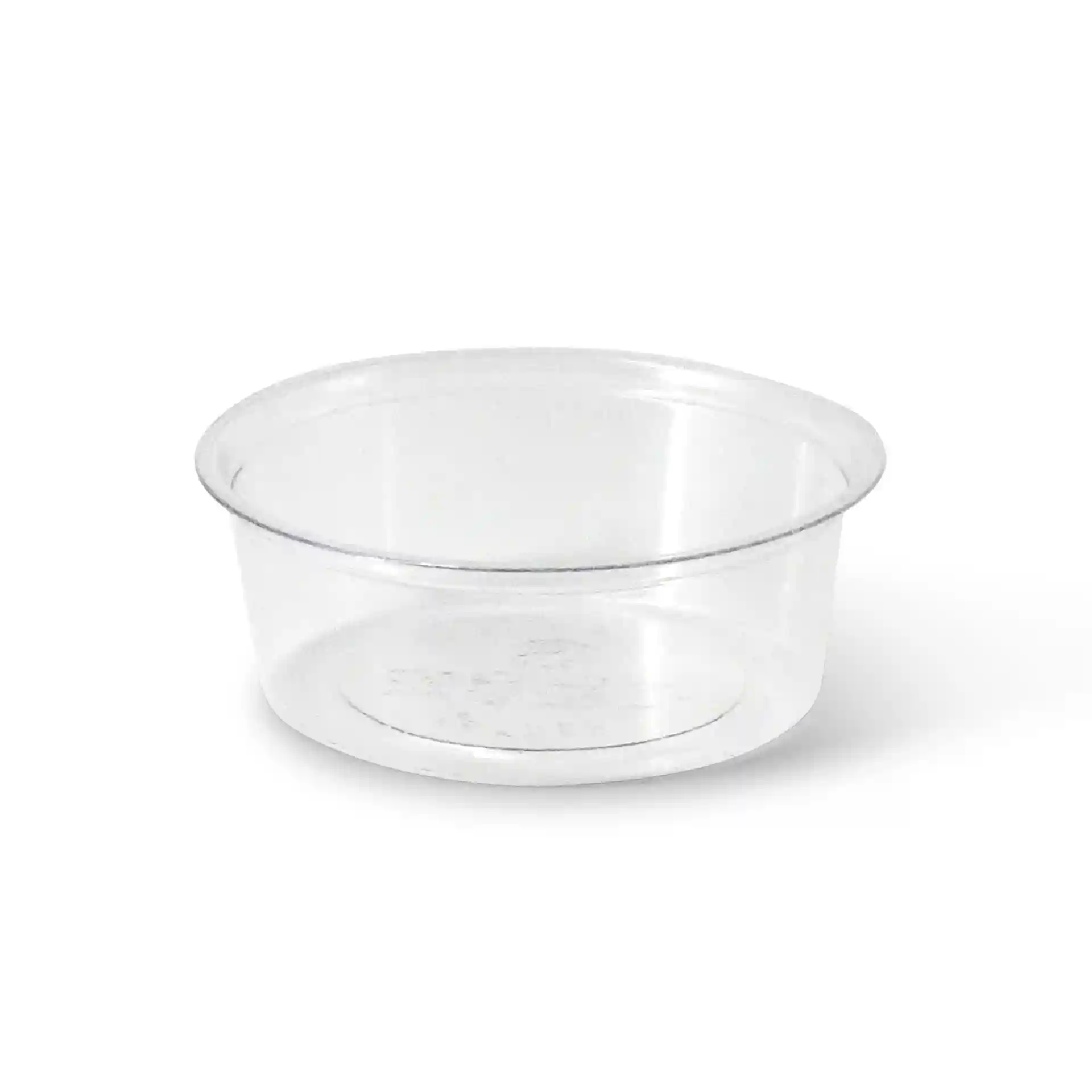 Heldere PLA-beker met een diameter van 70 mm en een hoogte van 25 mm, houdt 60 ml vloeistof vast.