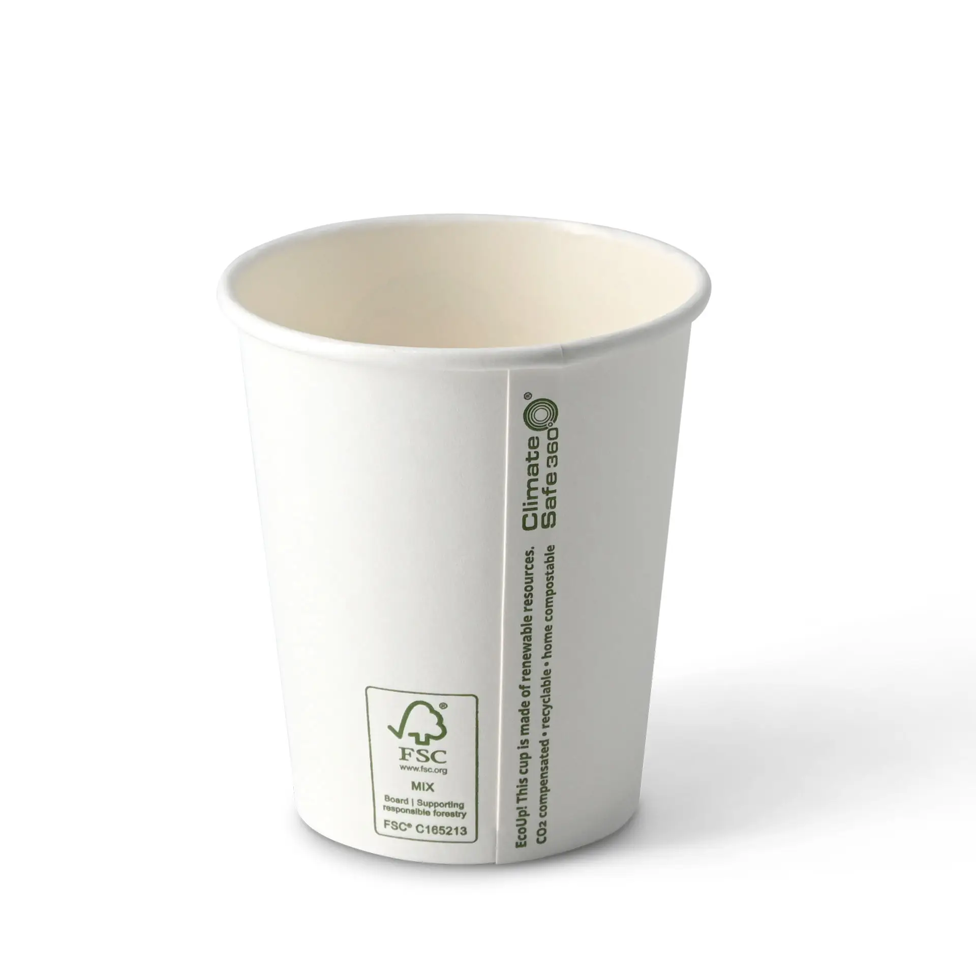 Bedrukte kartonnen beker "Coffeelove" 200 ml / 8 oz, Ø 80 mm, wit