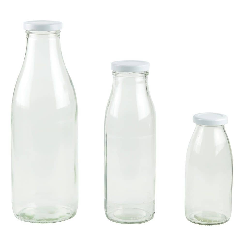 Saft-Flaschen 500 ml, klar, Deckel weiß