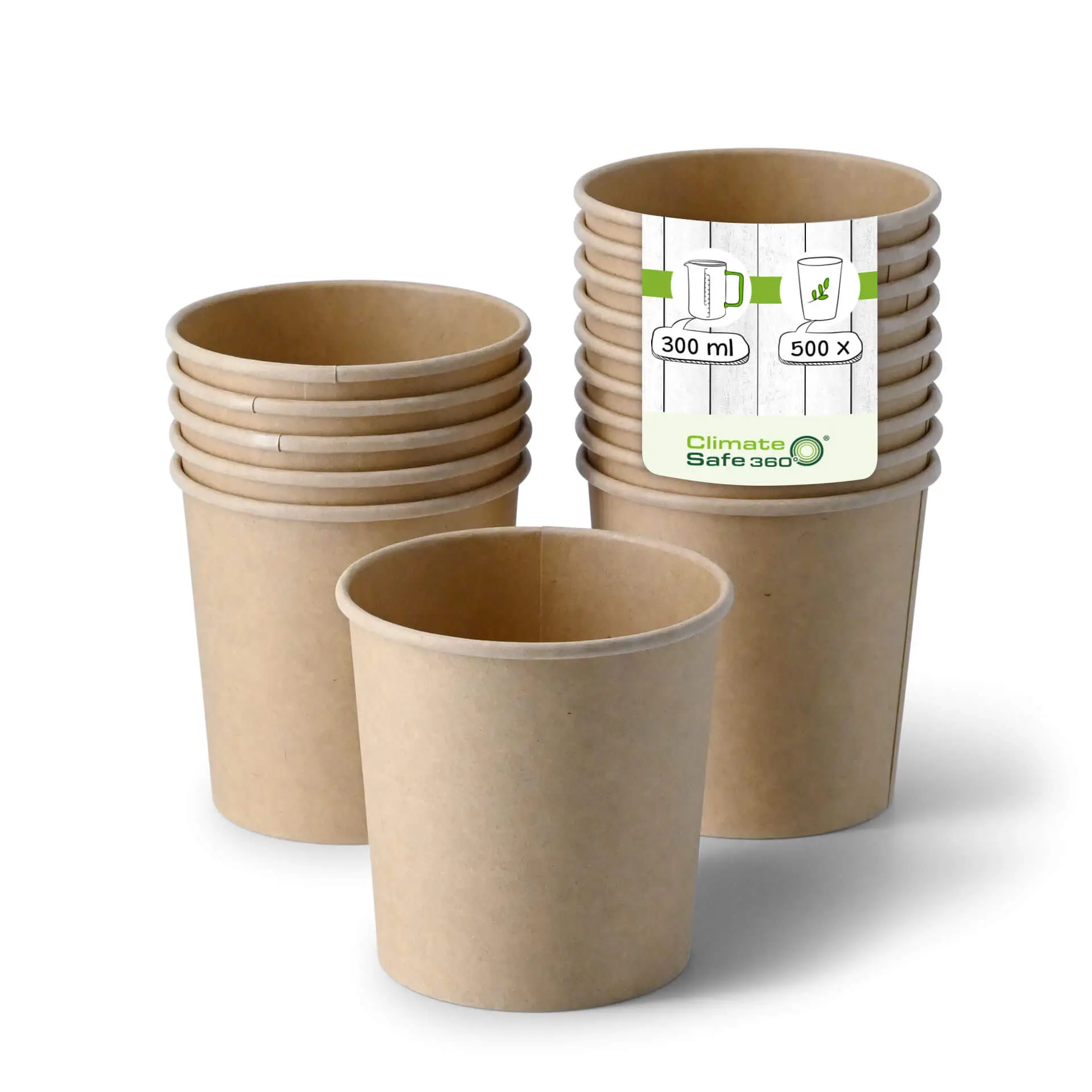 Soepbeker to go van karton 300 ml / 12 oz, Ø 90 mm, bruin, bio-gecoat