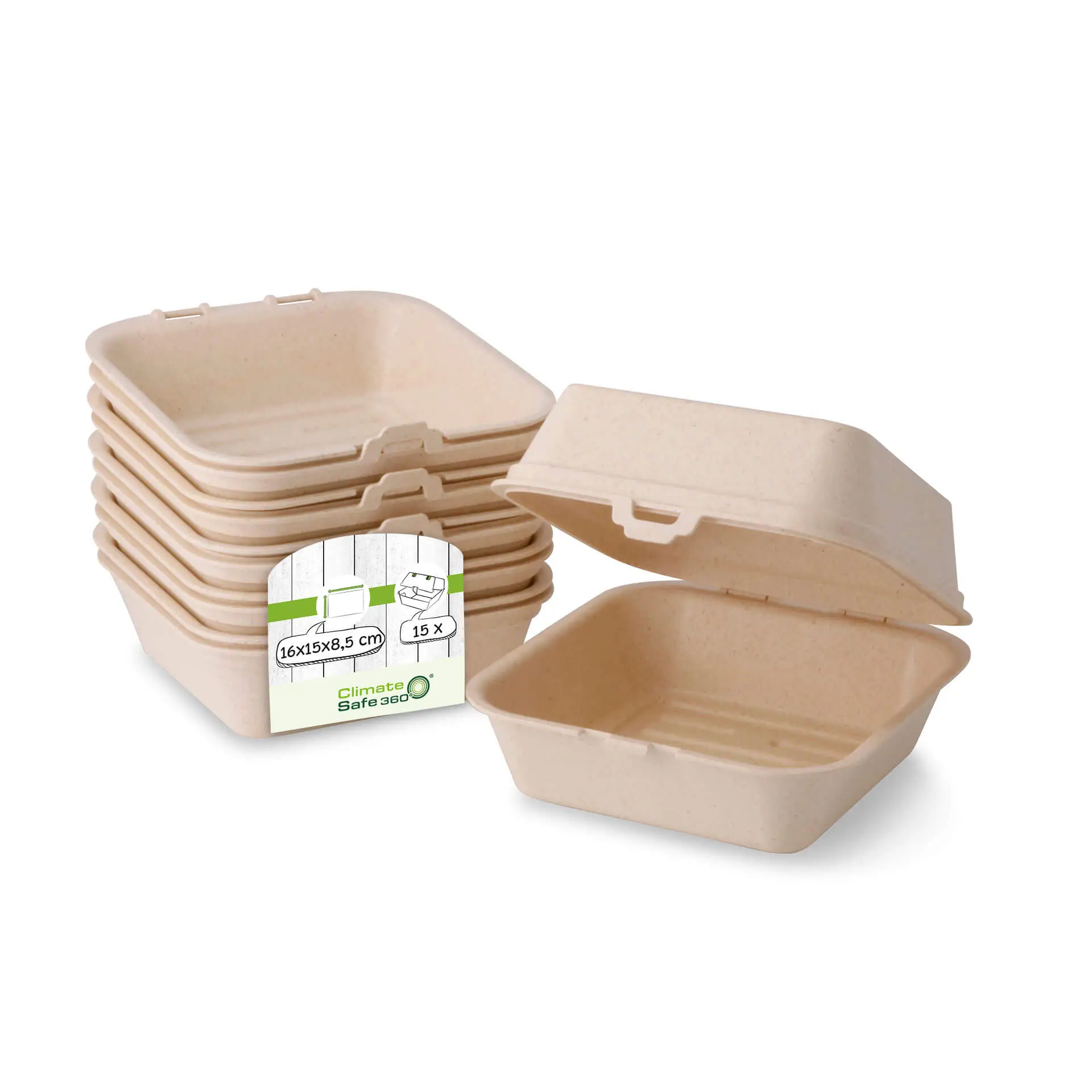 Herbruikbare burger-boxen "merways Box" 16 x 15 x 8,5 cm, cashew / crème-wit Herbruikbare burger-boxen "merways Box" 16 x 15 x 8,5 cm, cashew / crème-wit