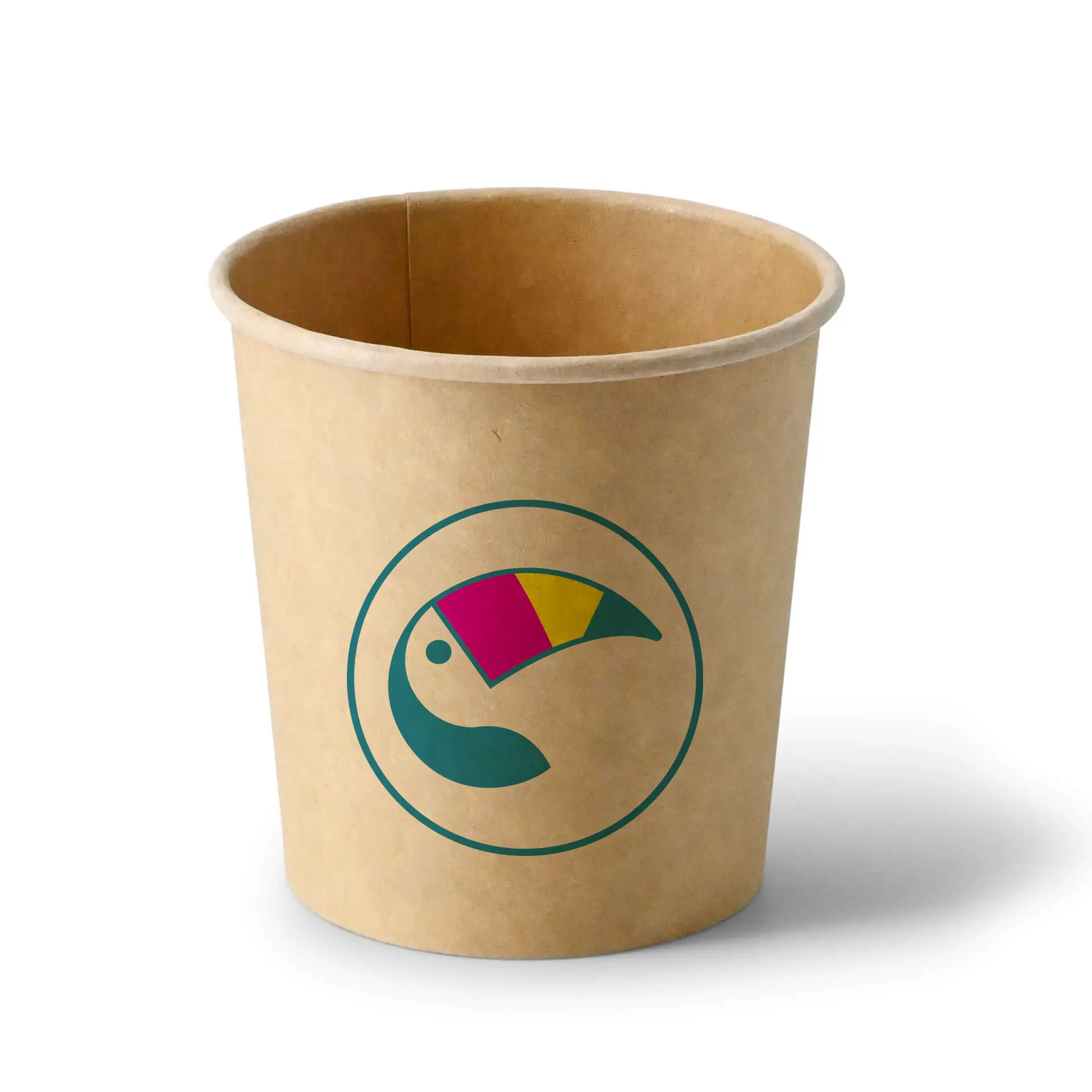 Soepbeker to go bedrukken, bruin, 400 ml, Ø 95 mm, PE-gecoat