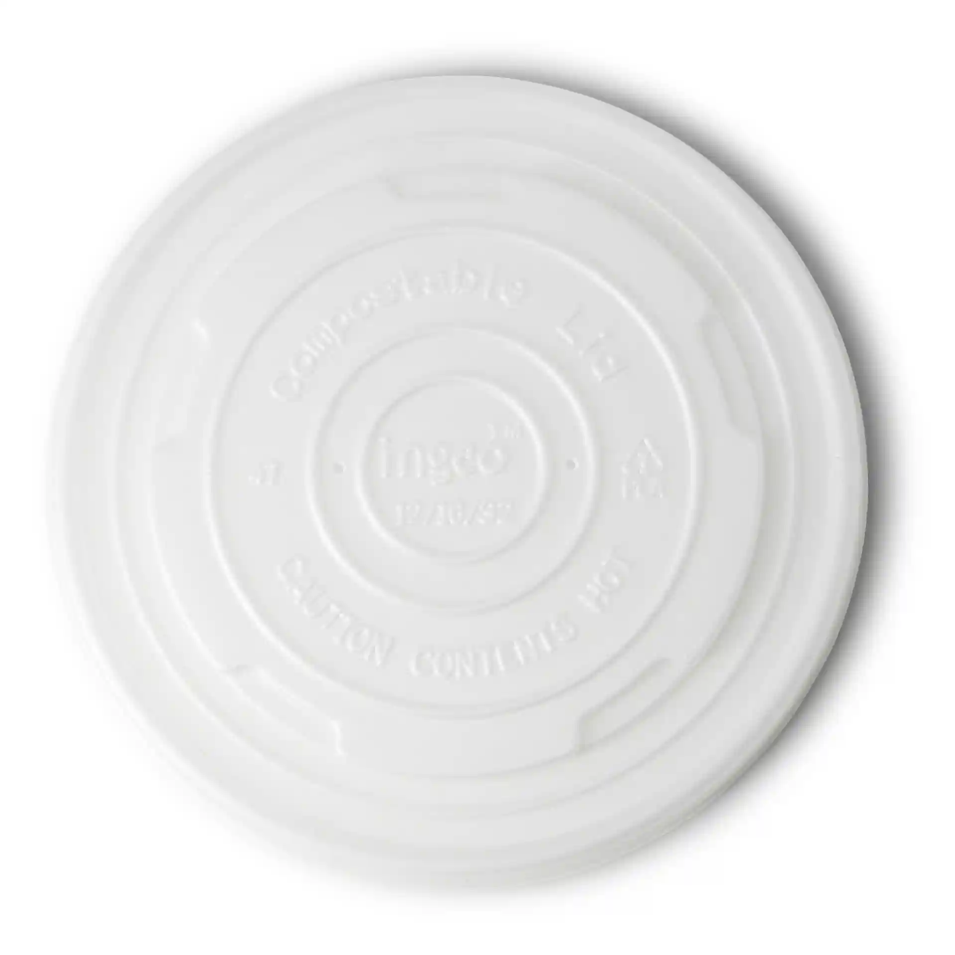 Witte CPLA vlakke deksel met een diameter van 115 mm, ronde vorm en zonder coating.