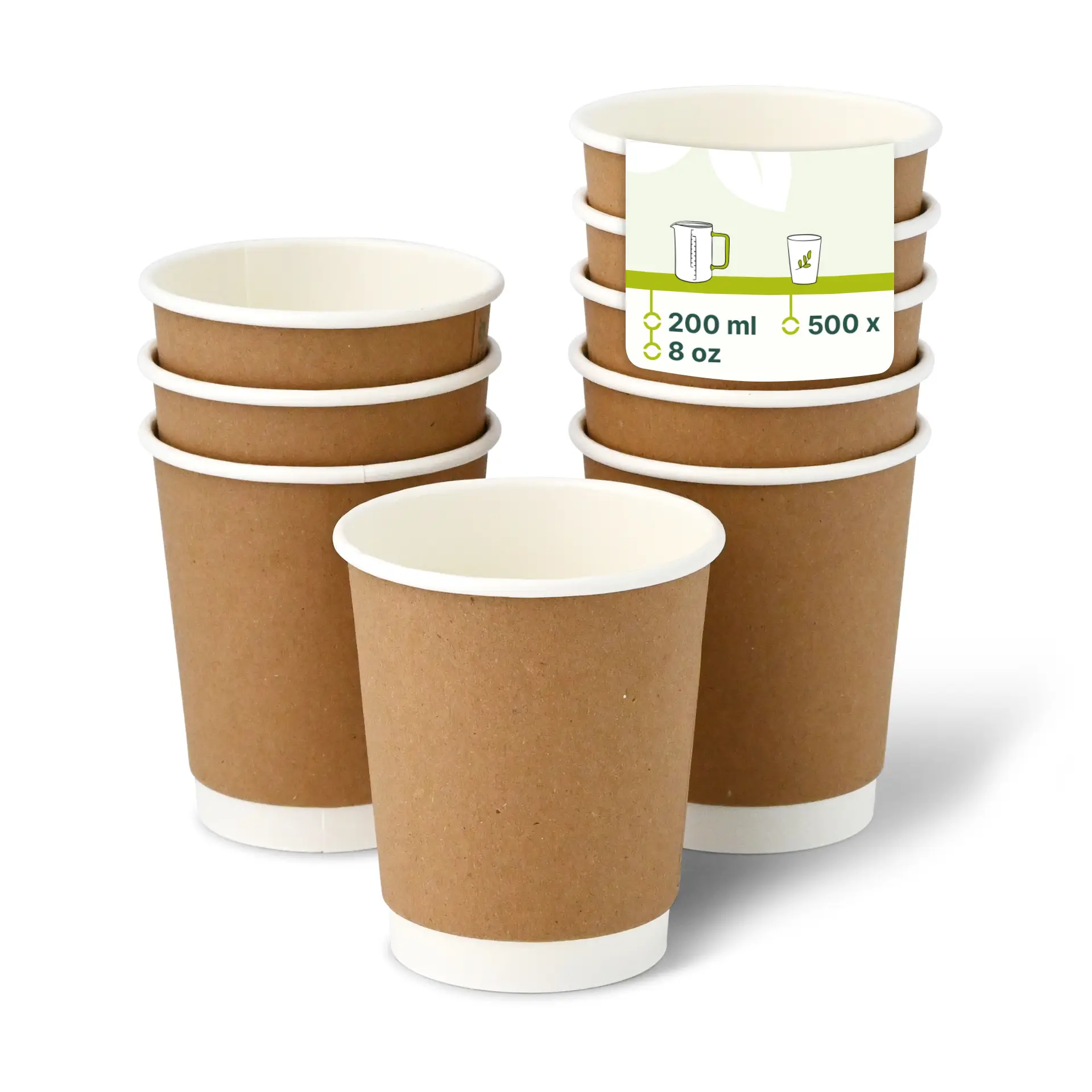 Koffiebeker to go, karton, dubbelwandige, 200 ml / 8 oz, Ø 80, kraft