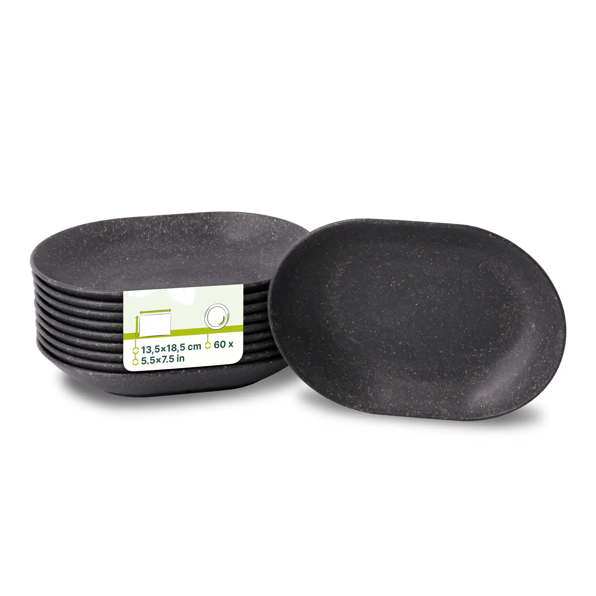 Herbruikbaar snackbord "merways Plate" 13,5 x 18,4 x 3 cm ovaal, peper/grijs Herbruikbaar snackbord "merways Plate" 13,5 x 18,4 x 3 cm ovaal, peper/grijs