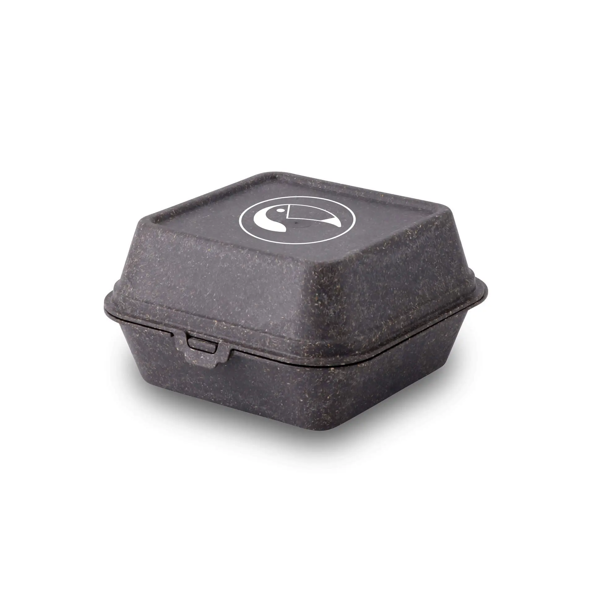 Bedrukte herbruikbare burgerboxen, 16 x 15 x 8,5 cm, grijs, enkelzijdig bedrukt