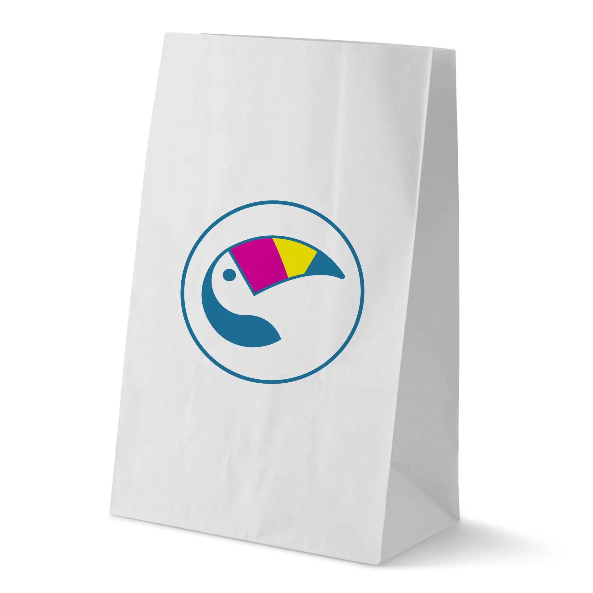 Bedrukte papieren zakken (zonder handvat), wit, L – 26 x 14 x 40 cm
