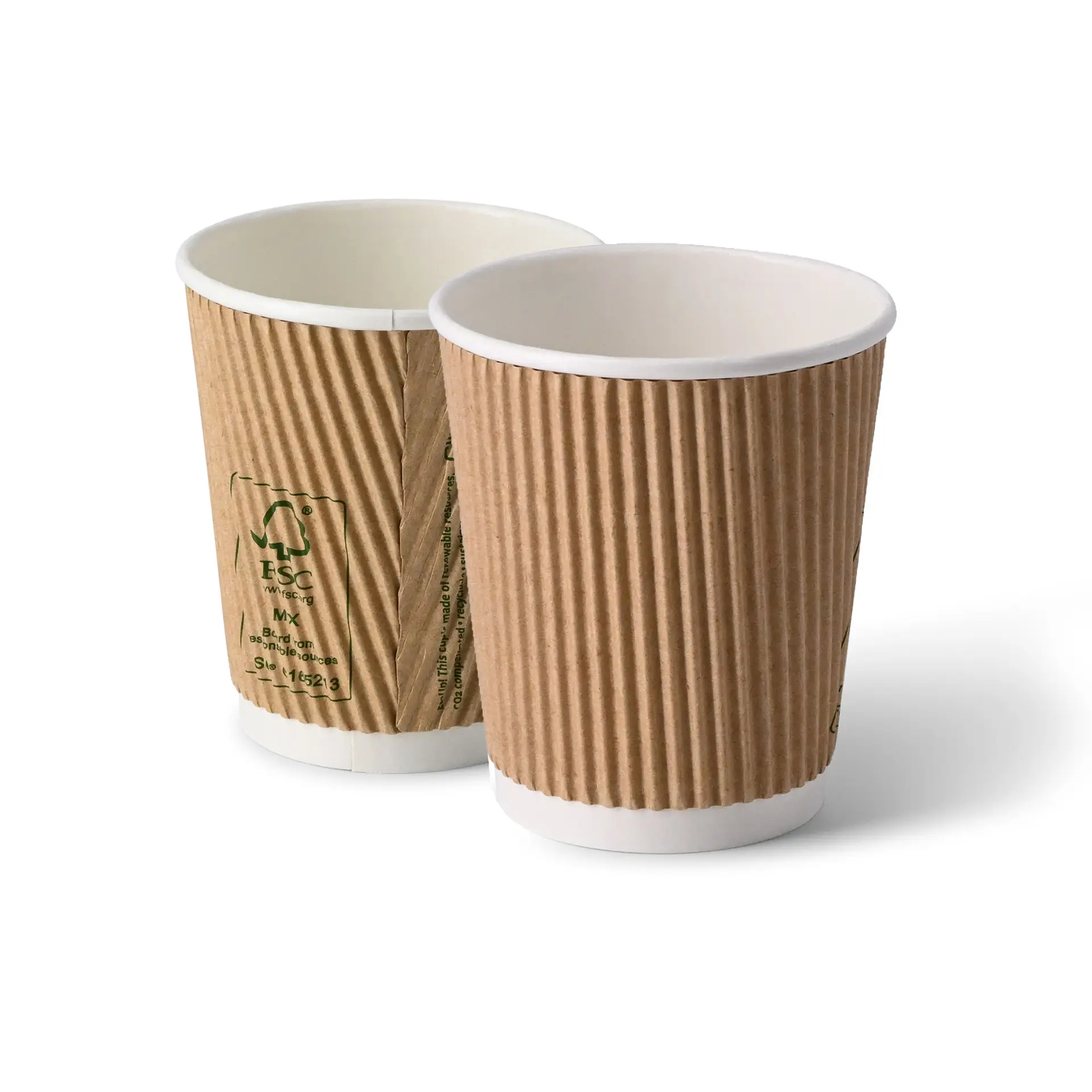 Ribbelbeker / Koffiebeker to go 200 ml/ 8 oz, Ø 80 mm, kraft