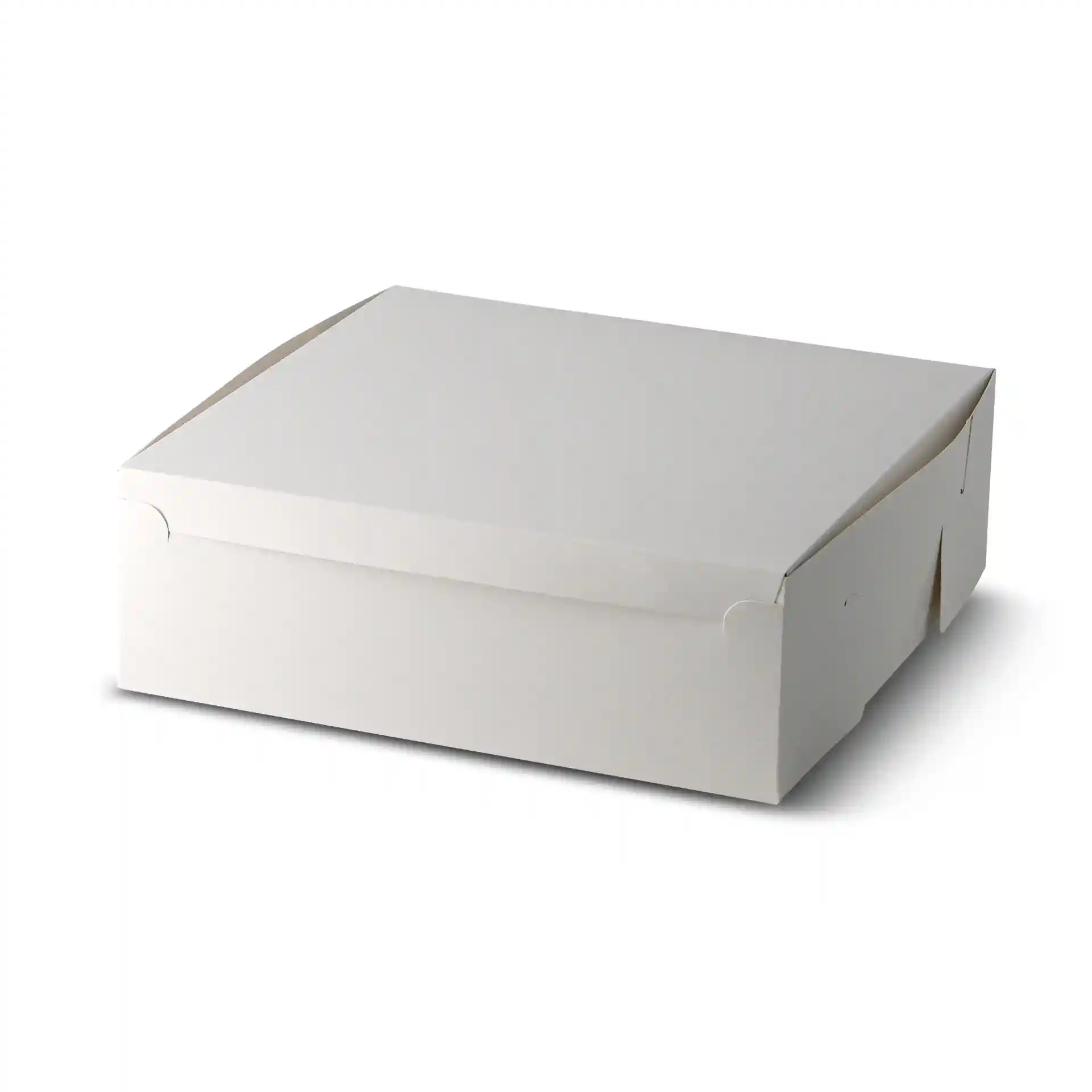Witte taartdoos met deksel, afmetingen 30,5 x 30,5 x 10 cm.