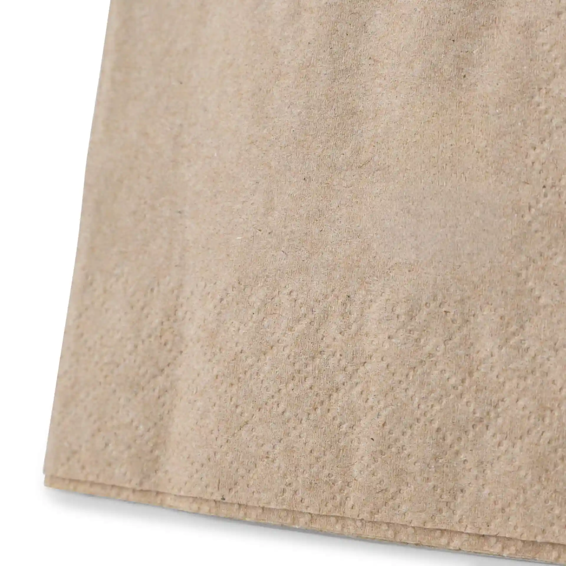 Bruine gerecycleerde papieren cocktailservet met 100% gerecycled symbool en tekst.