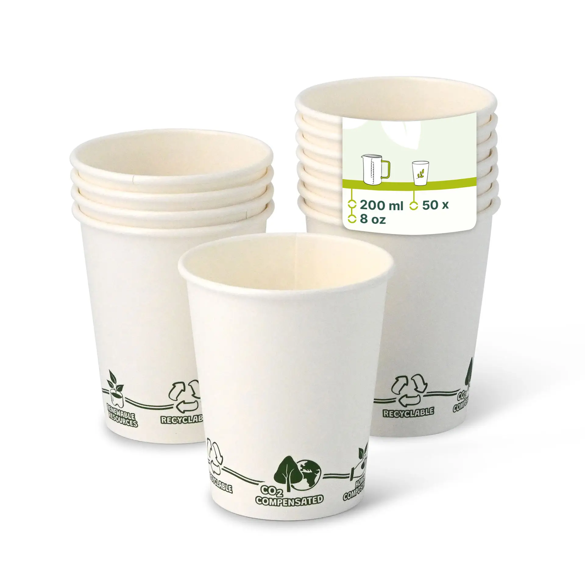 Papieren beker "EcoUp ©", 200 ml / 8 oz, Ø 80 mm
