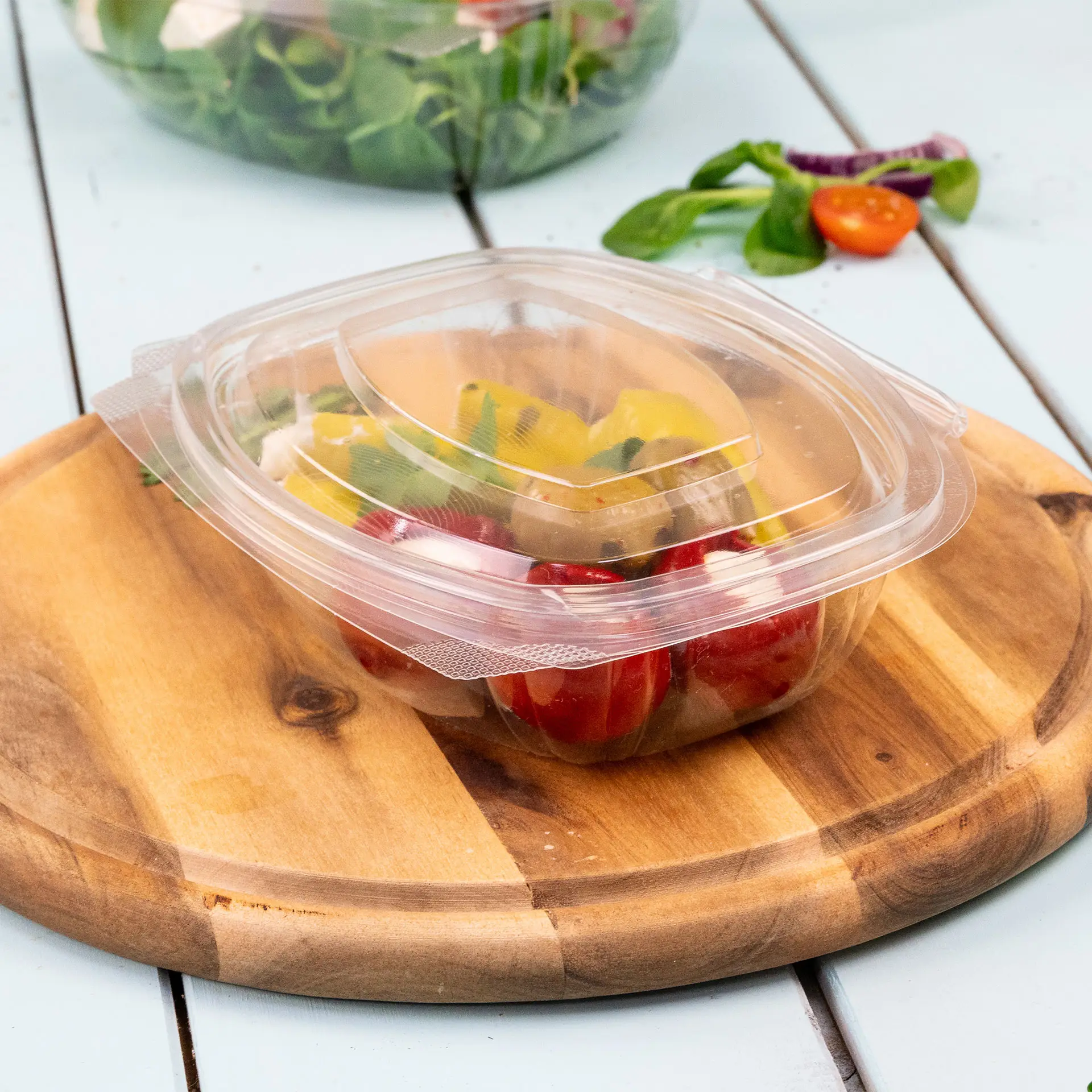 PLA deli kommen 375 ml, klapdeksel, rechthoekig PLA deli kommen 375 ml, klapdeksel, rechthoekig