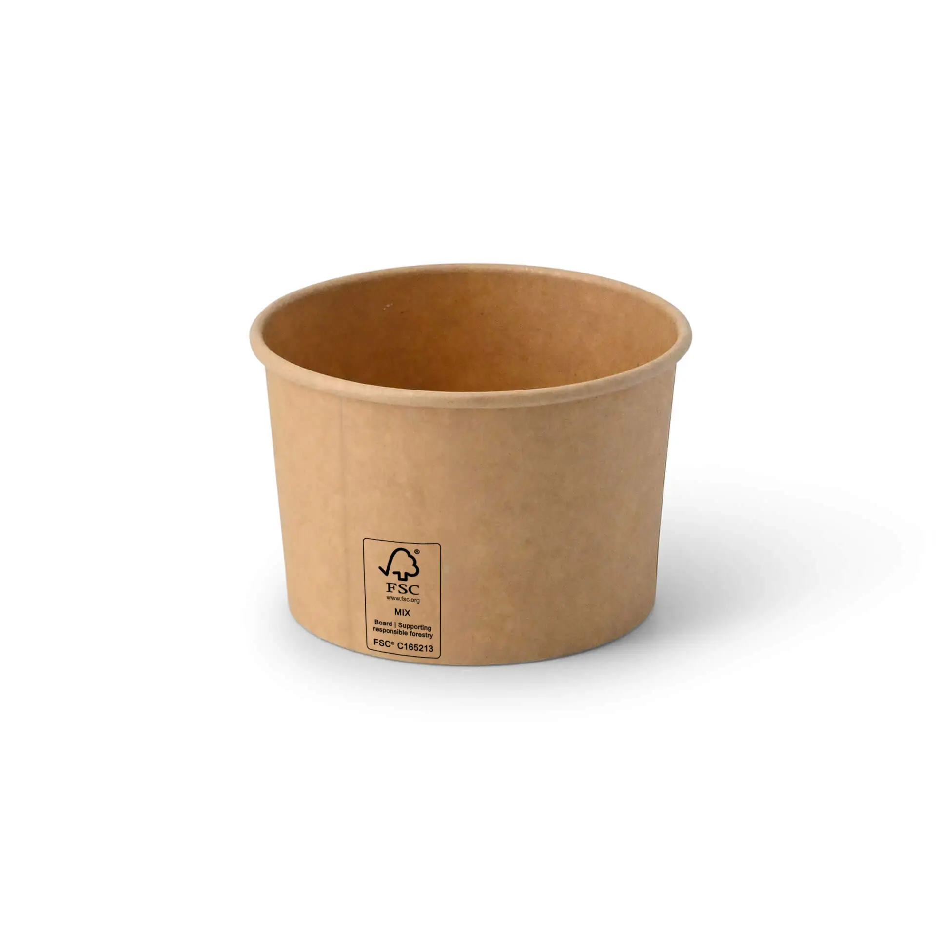 Bruine, PE-gecoate papieren ijscoupe, 8 oz capaciteit, geschikt voor ijs, desserts en snacks, met FSC-certificering.