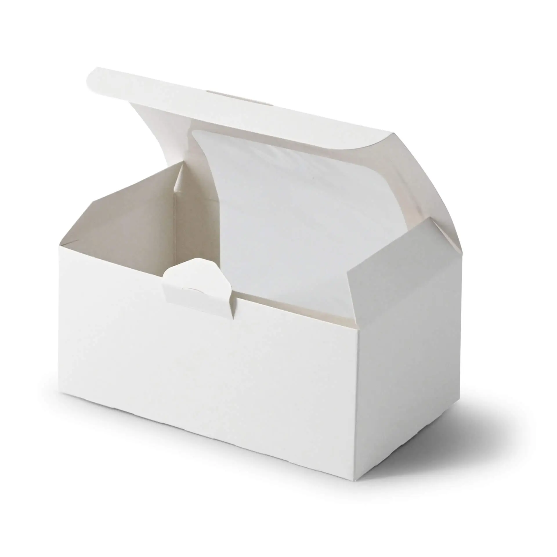 Witte 2-delige cupcake-doos met cellulosevenster, geschikt voor cupcakes en kleine gebakjes.