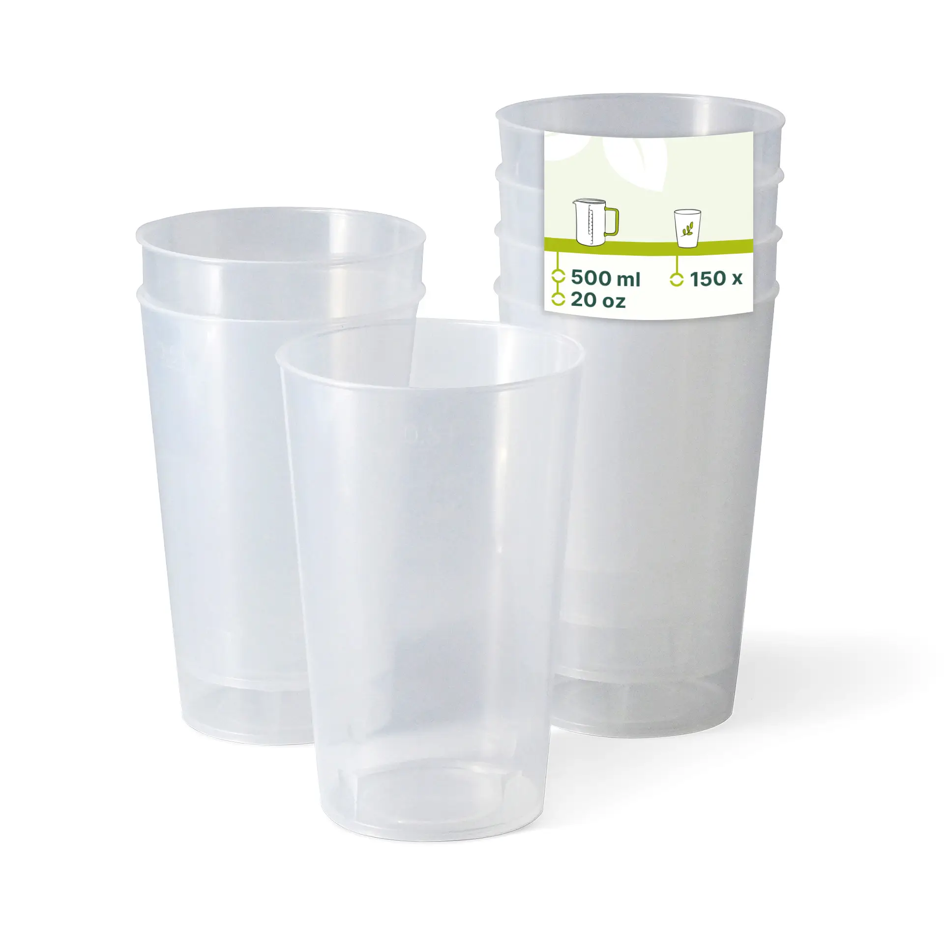 Herbruikbare bekers 500 ml, transparant, Ø 90 mm, PP Herbruikbare bekers 500 ml, transparant, Ø 90 mm, PP
