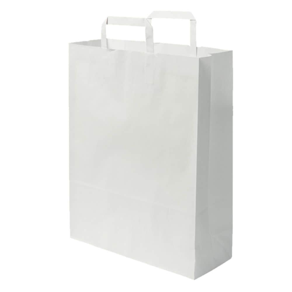 Kraftpapier-Tragetaschen XL, 32 x 12 x 40 cm, weiß