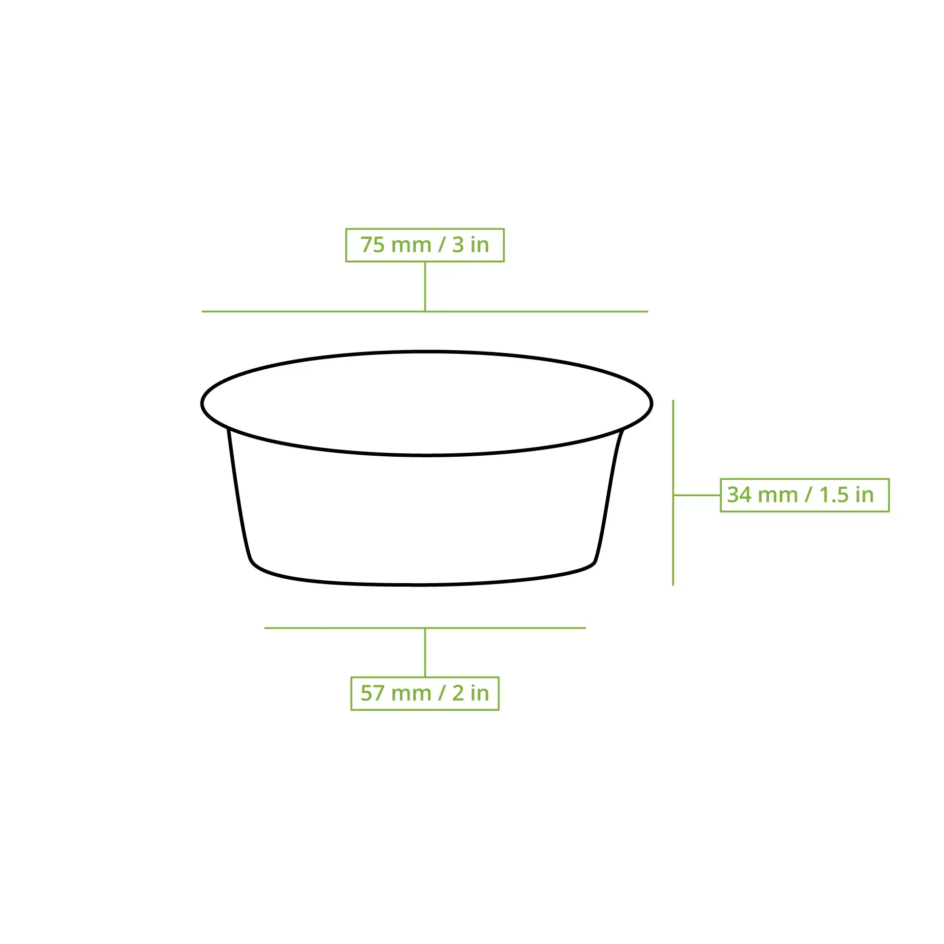 rPET sausbakjes 100 ml / 3,5 oz, Ø 75 mm, transparant