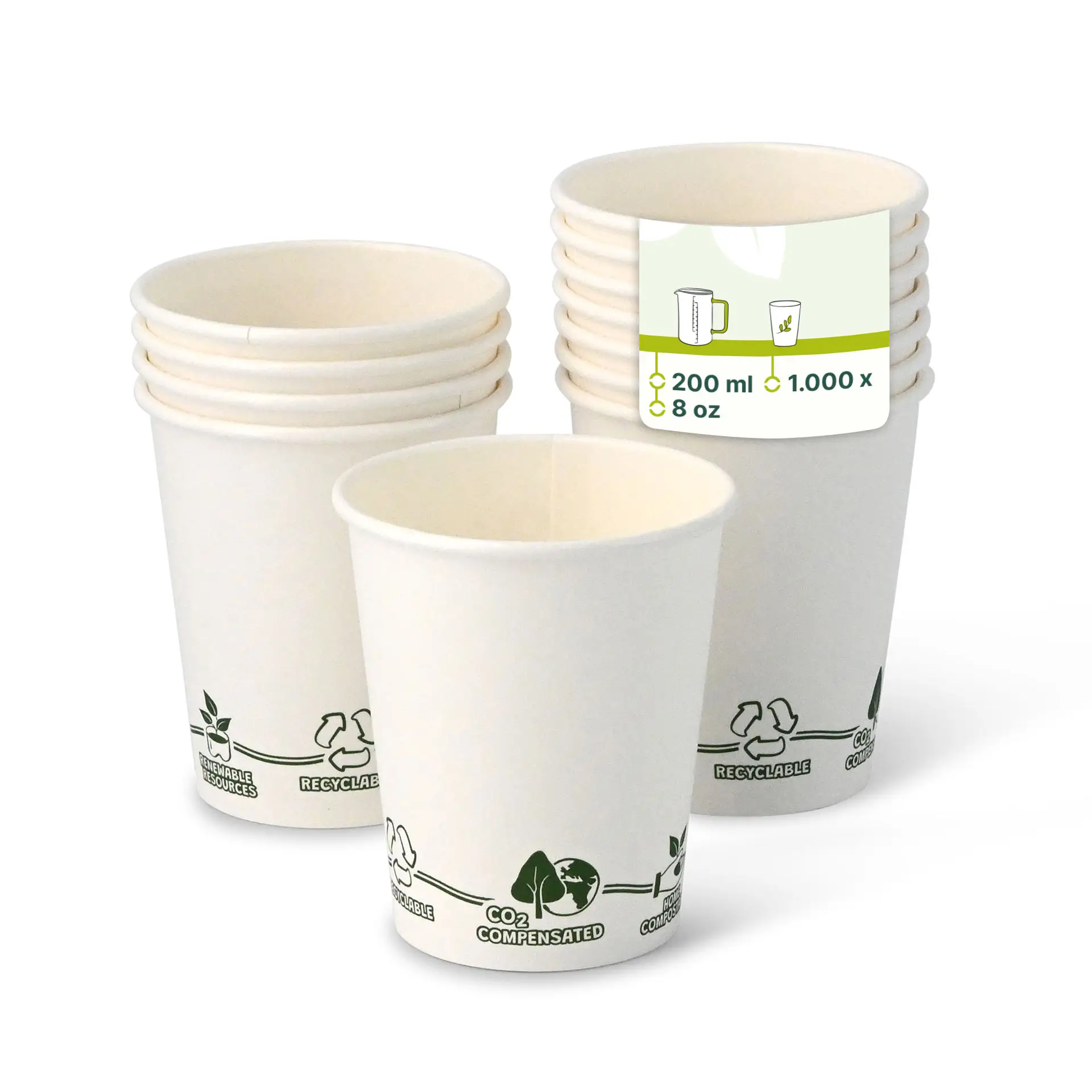 Papieren beker "EcoUp ©", 200 ml / 8 oz, Ø 80 mm