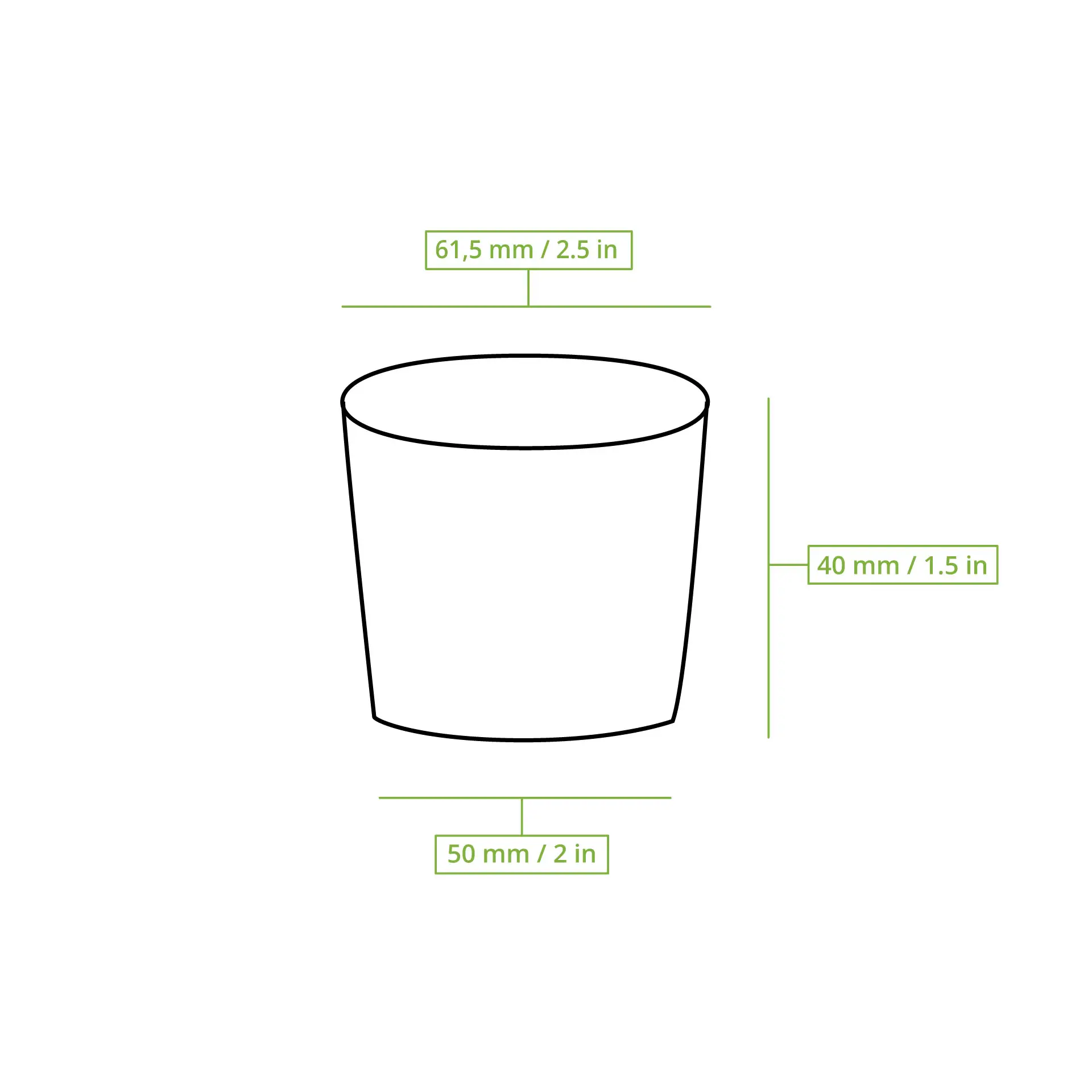 Bekers van Papier (bio-gecoat) 40 ml, Ø 62 mm, bruin