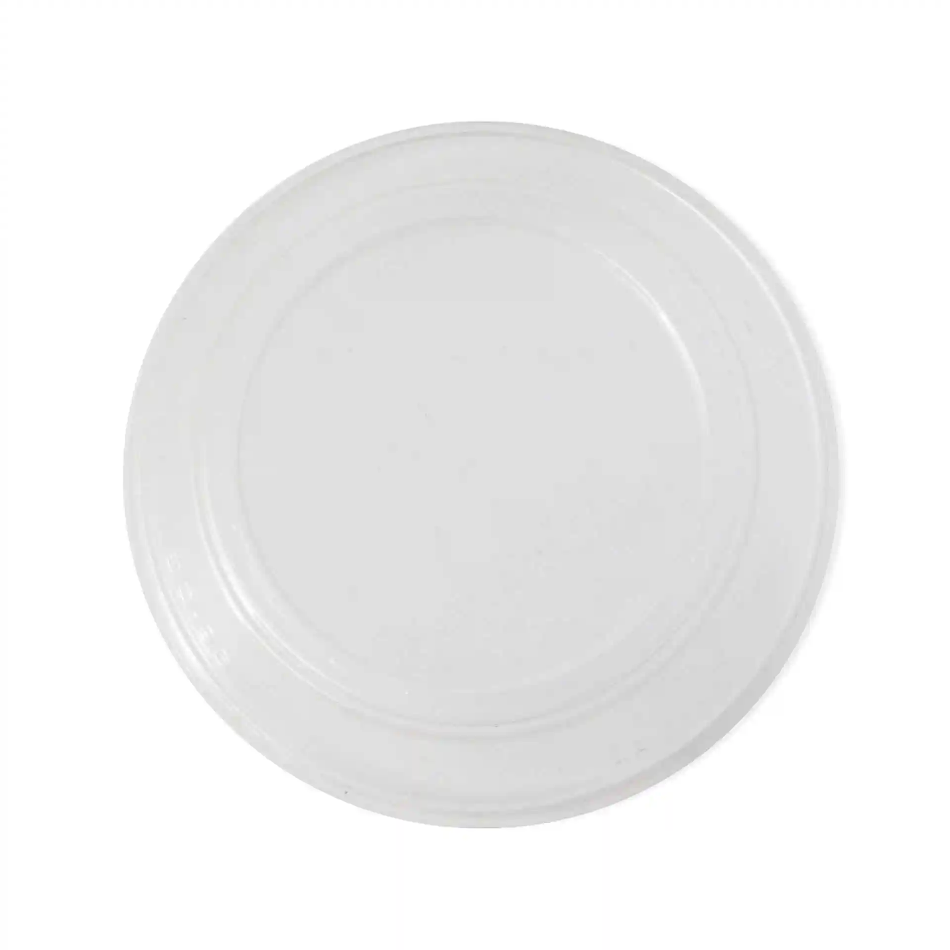 Transparante PLA-deksel met een diameter van 96 mm en een hoogte van 28 mm, van bovenaf gezien.