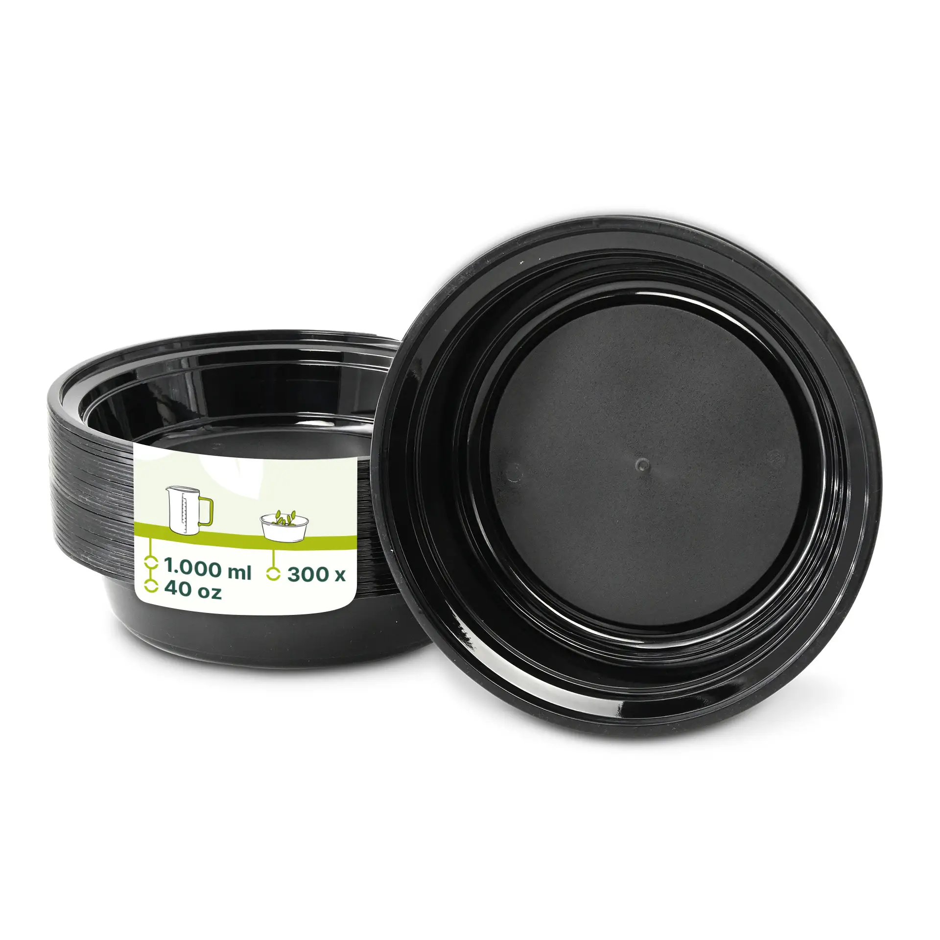 Herbruikbaar bord van PP 1000 ml, rond, zwart