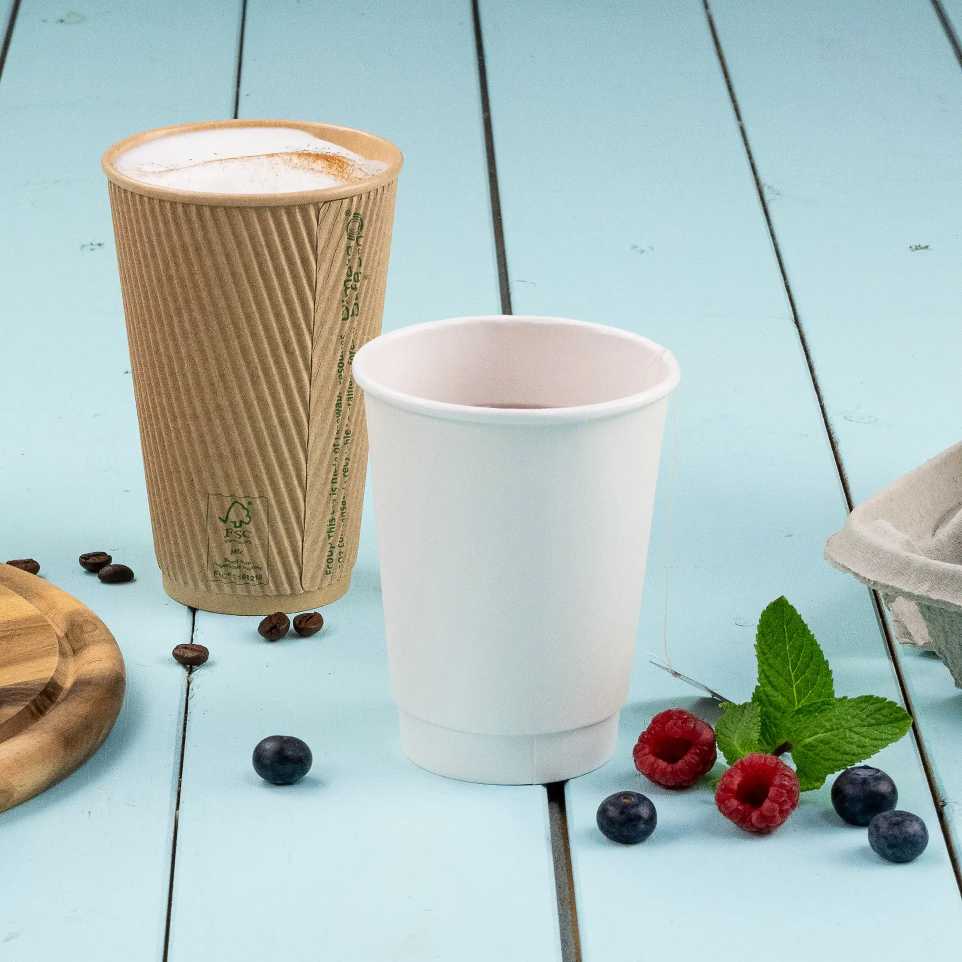 Ribbelbeker / Koffiebeker to go 400 ml / 16 oz, Ø 90 mm, kraft dhd049631-riffelbecher-kaffee-to-go-becher-400-ml-16-oz-90-mm-braun-7