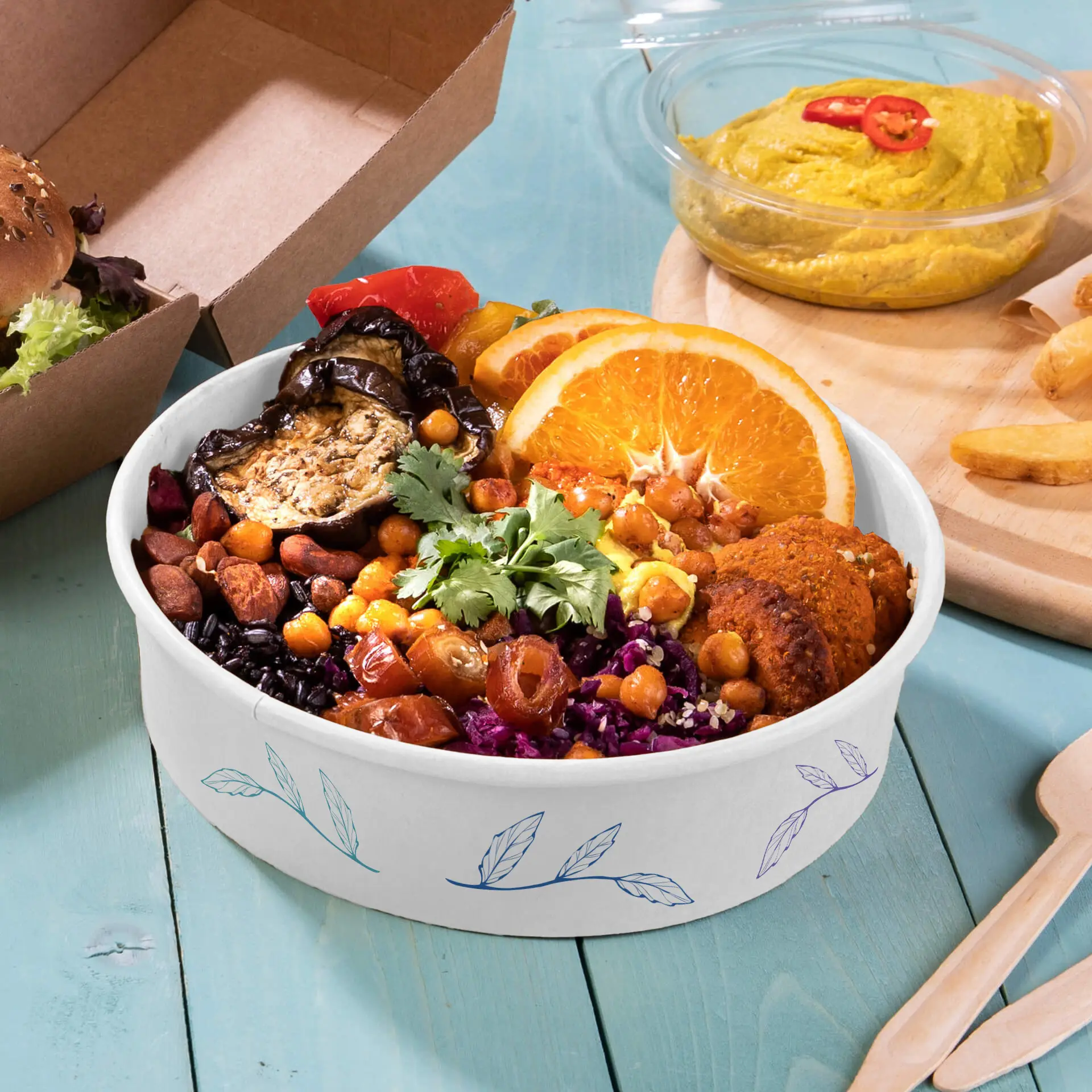 Saladeschalen bedrukken / Bowls bedrukken, 700 ml, Ø 185 mm, wit, PE-gelamineerd