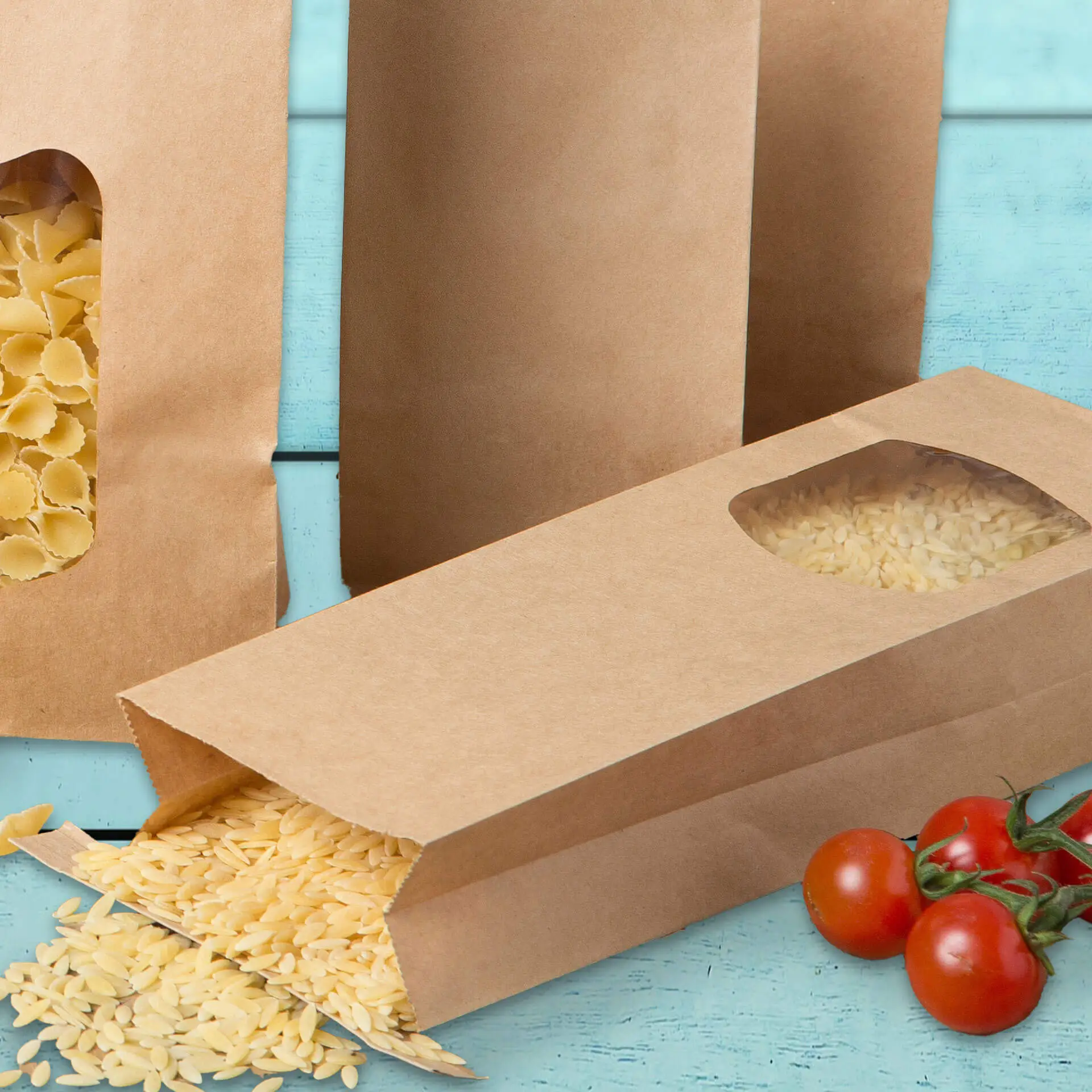 Blokbodemzakken met venster S, 9 x 4,5 x 26 cm, bruin, clipband dre02730-blockbeutel-m-fenster-s-9-x-45-x-26-cm-pp-folie-braun-clipband-kraftpapier-6