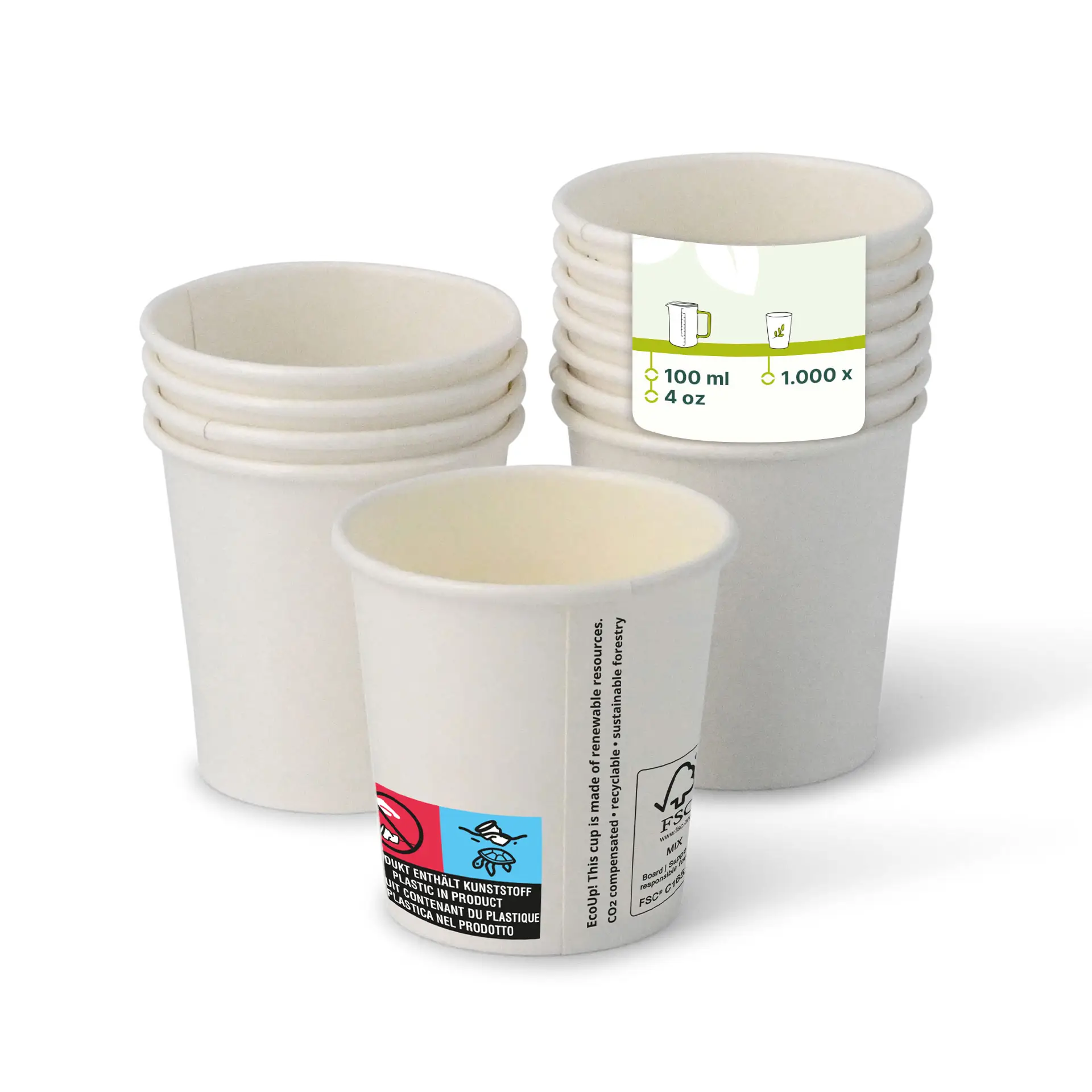 Kartonnen bekers (gecoat) 100 ml / 4 oz, Ø 62 mm, wit con10006-01-0-pappbecher-beschichtet-100-ml-4-oz-62-mm-weiss
