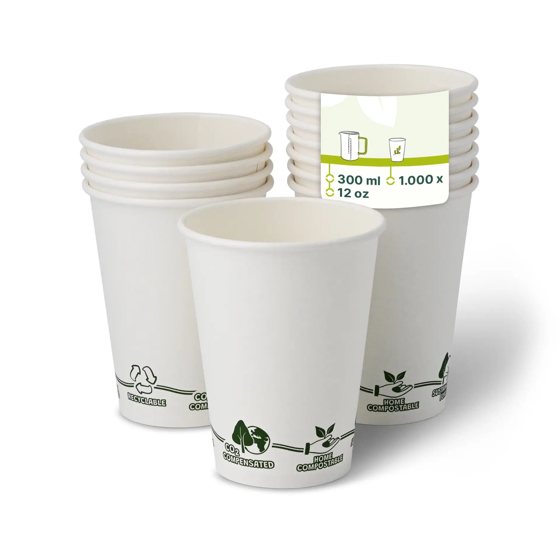 Papieren beker "EcoUp ©", 300 ml / 12 oz, Ø 90  mm