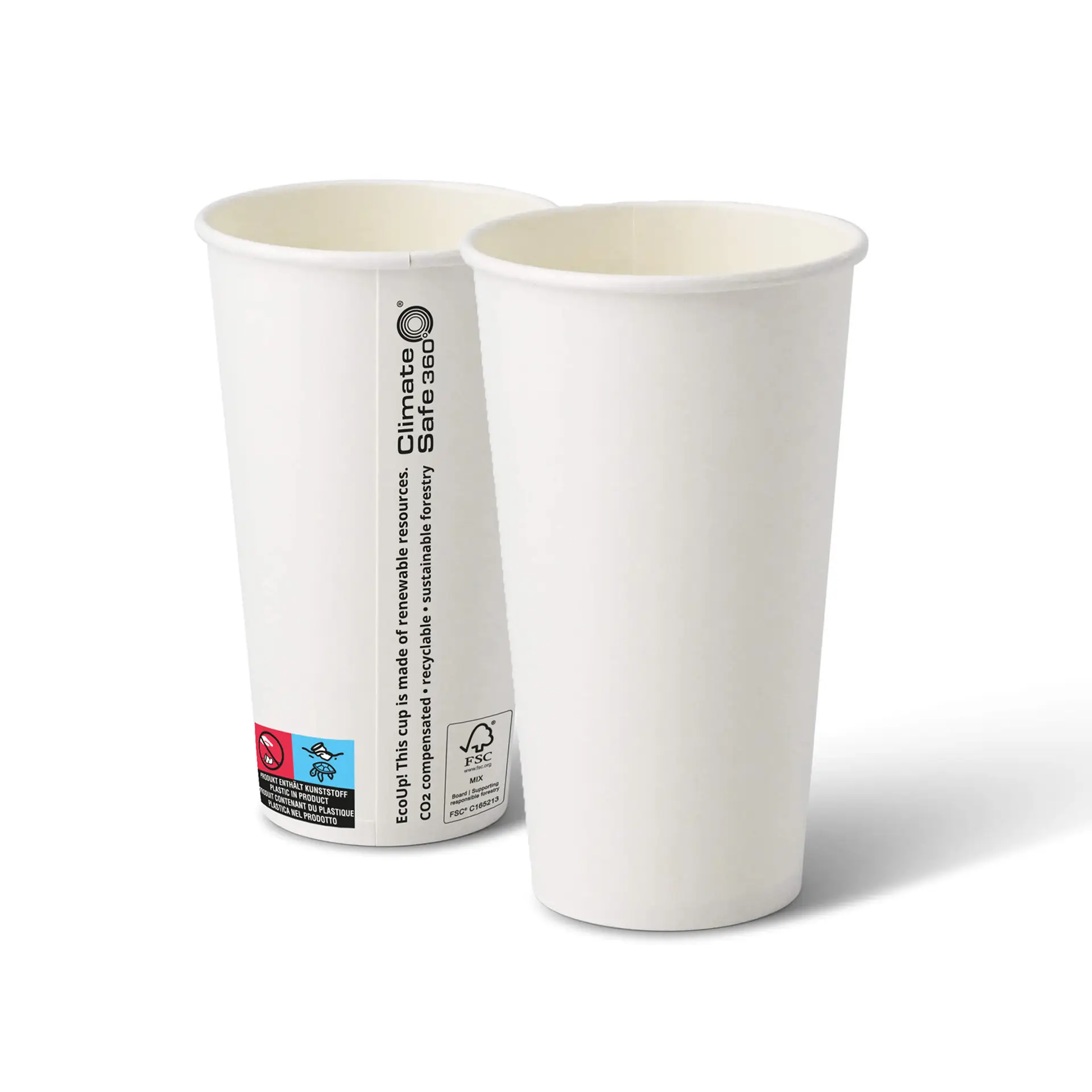 Kartonnen bekers (gecoat) 500 ml / 20 oz, Ø 90 mm, wit