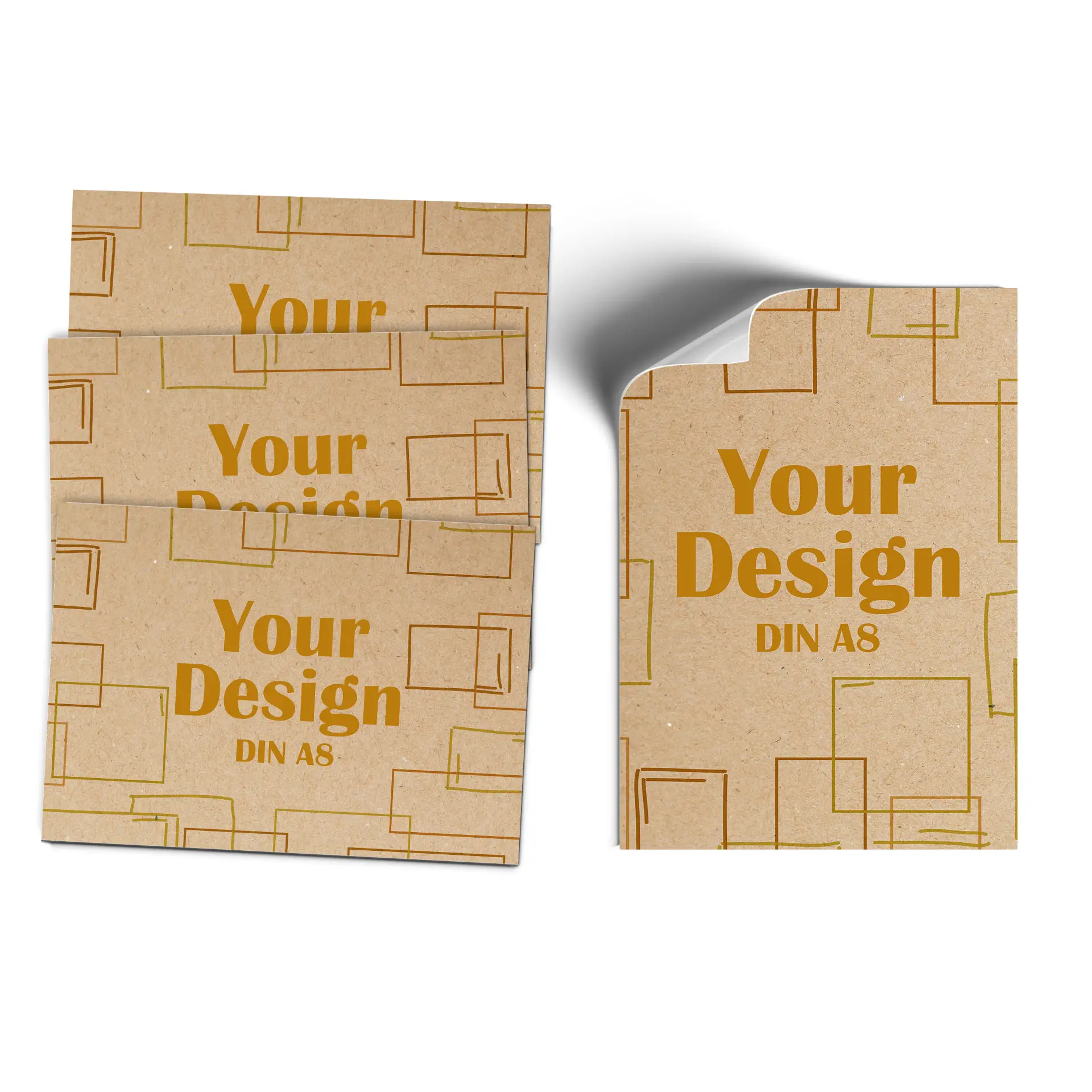 Label met een illustratie van een vogel en afmetingen van 105x74 mm op een bruine achtergrond.