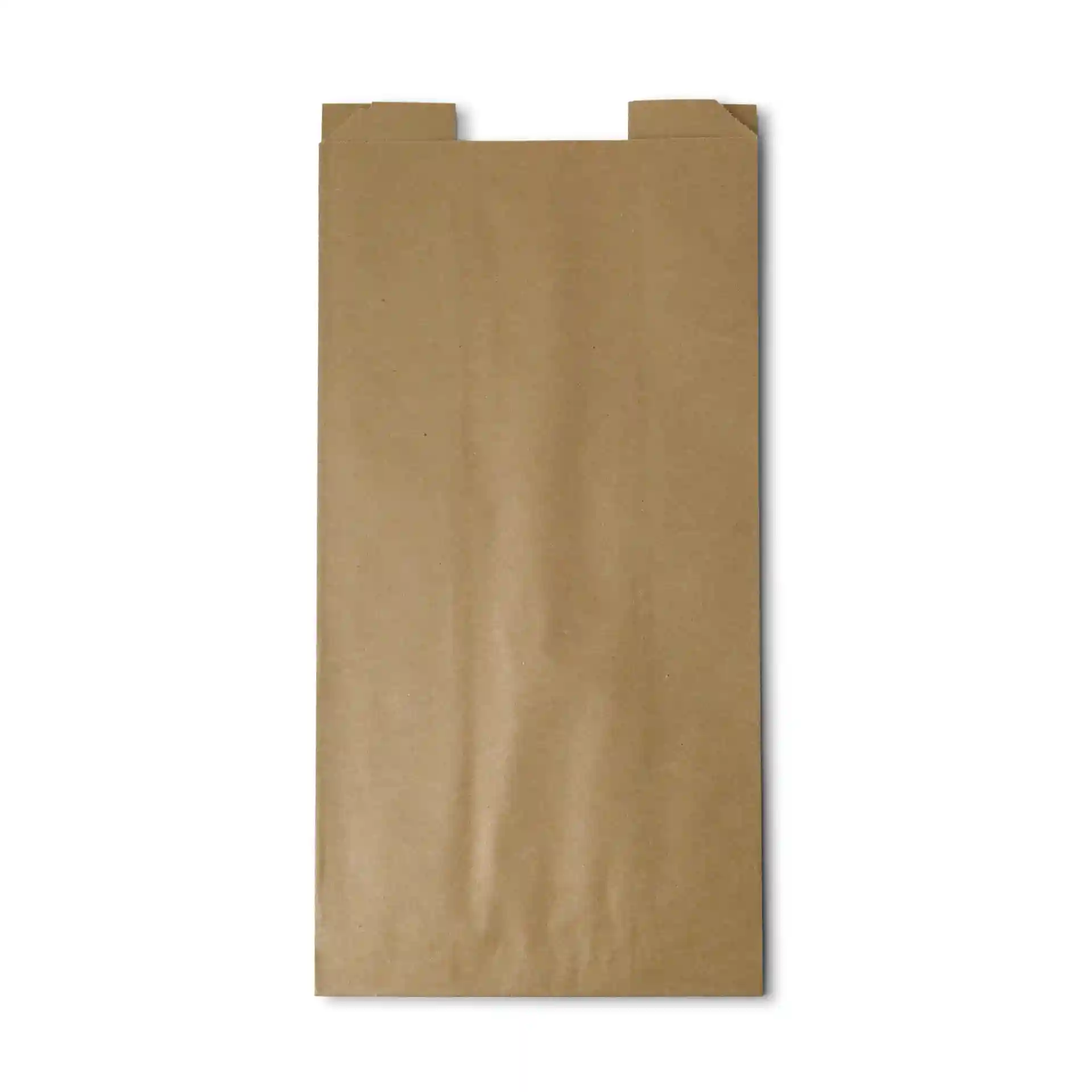 Bruine platte papieren broodzak met kijkvenster, 20 x 11 x 41 cm.