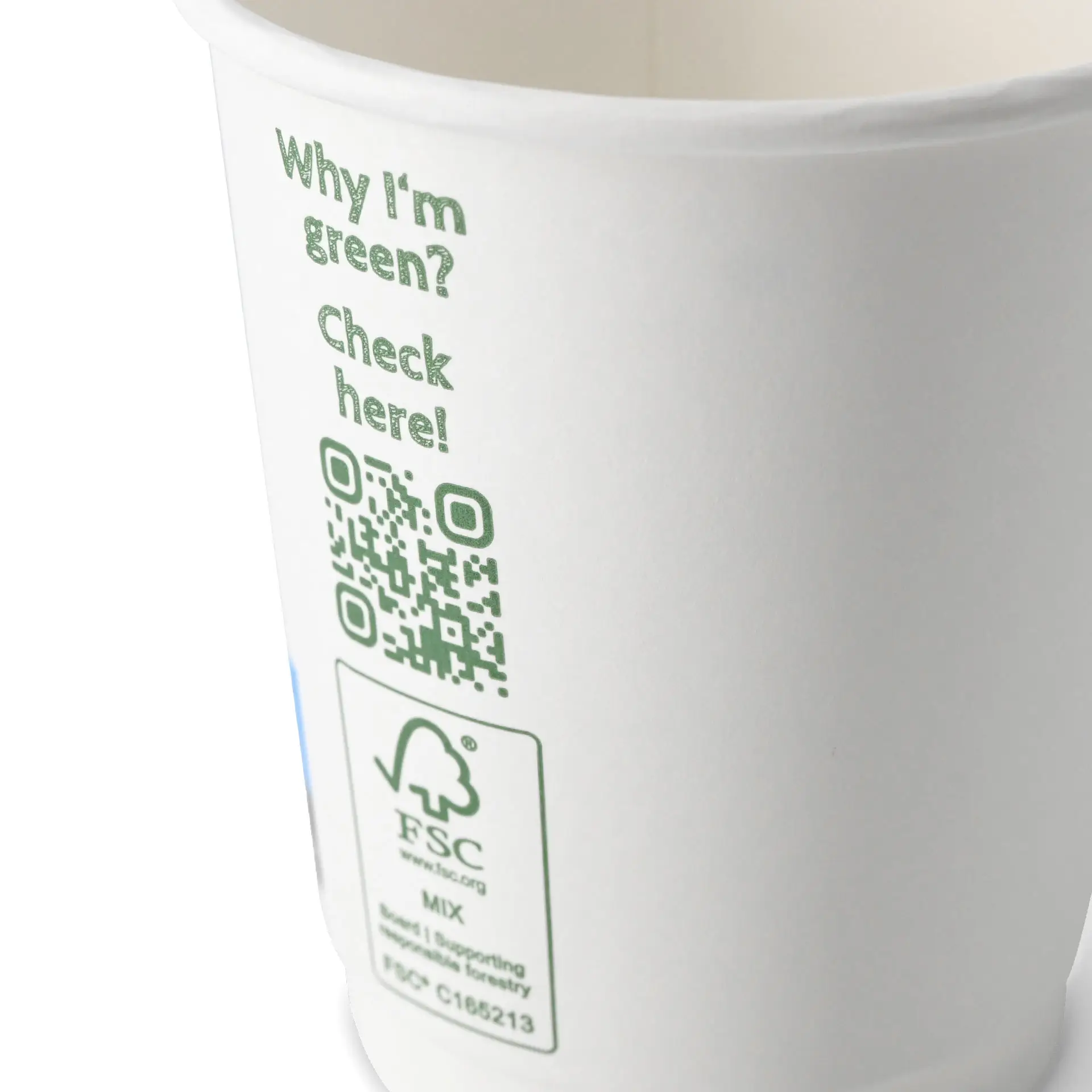 Koffiebeker to go, 200 ml / 8 oz, Ø 80 mm, dubbelwandig, wit, met PLA-coating